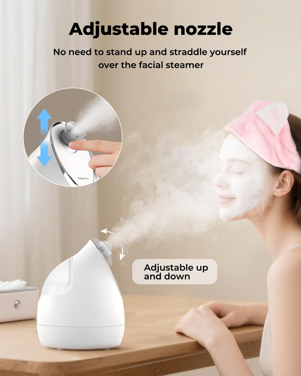 Kingsmile Face Steamer, vaporizador facial para la cara, niebla cálida para esteticista, vaporizador de vapor caliente profesional para SPA facial en el hogar con nano ozono, humidificador facial para mujeres y hombres, sinusitis destapa los poros