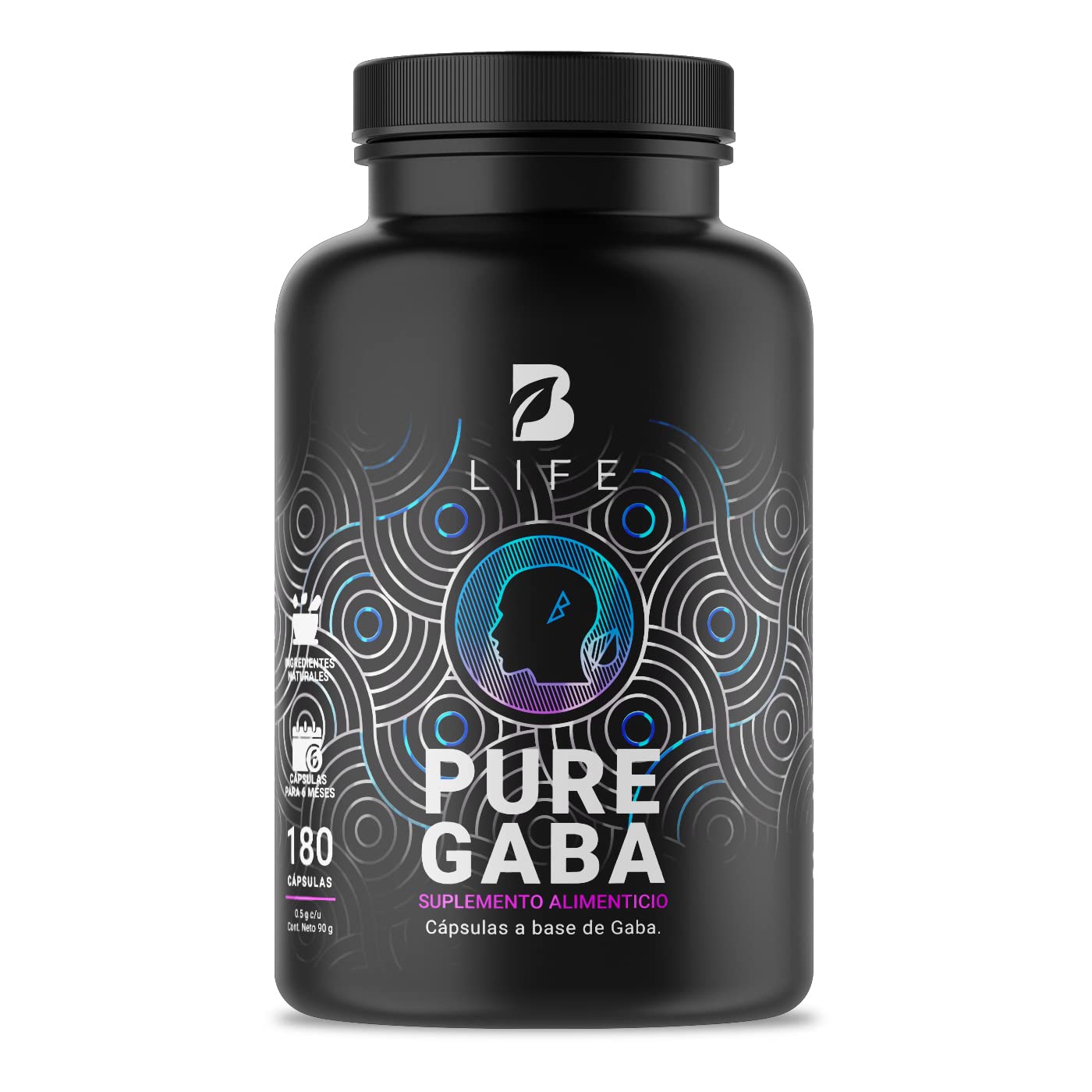 Gaba 500mg de 180 Cápsulas. Ingredientes naturales: Ácido Gamma Aminobutírico. Pure Gaba B Life.