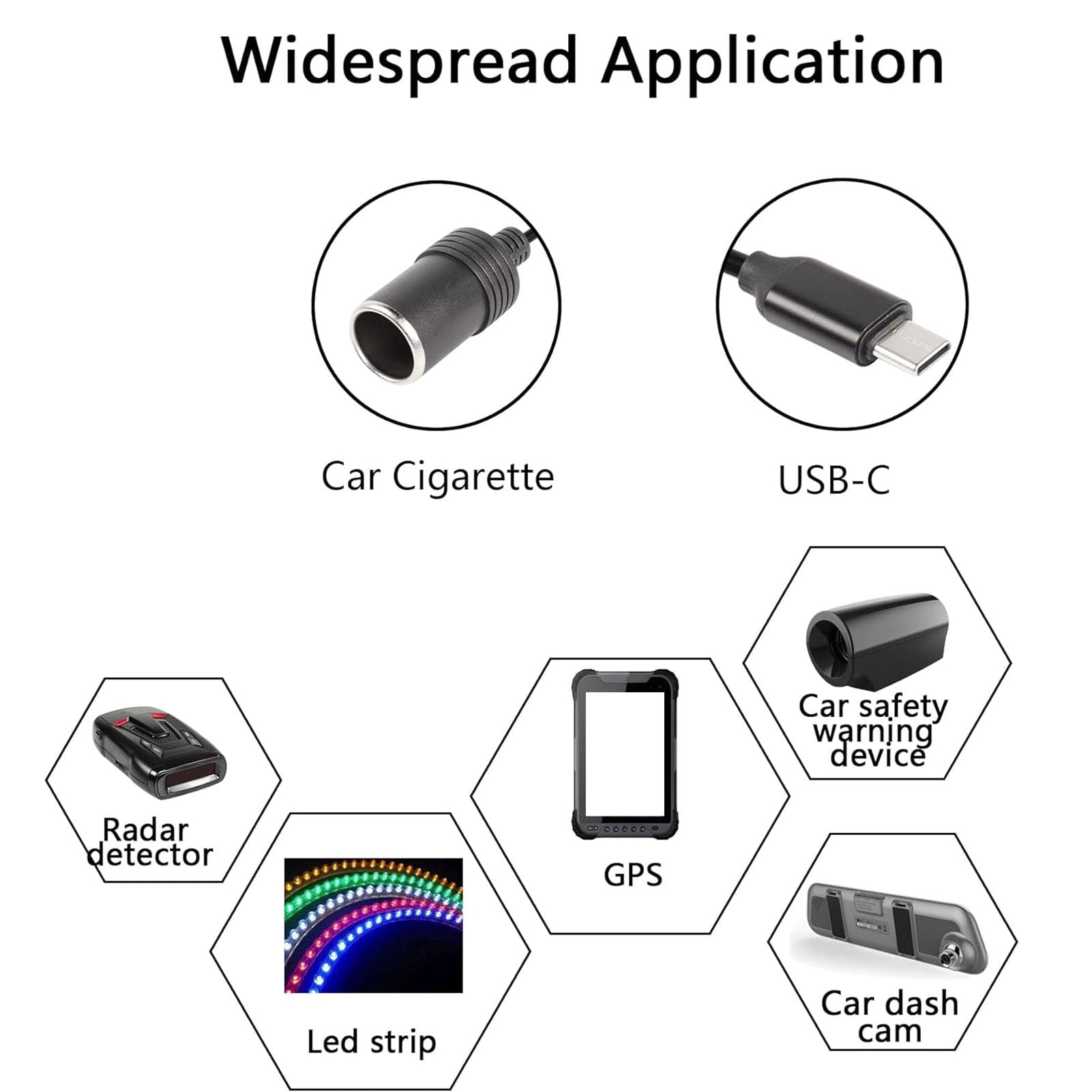 Adaptador USB C Macho a Encendedor de Cigarrillos 12V, Cable de Alimentación, Tipo C 5V a 12V