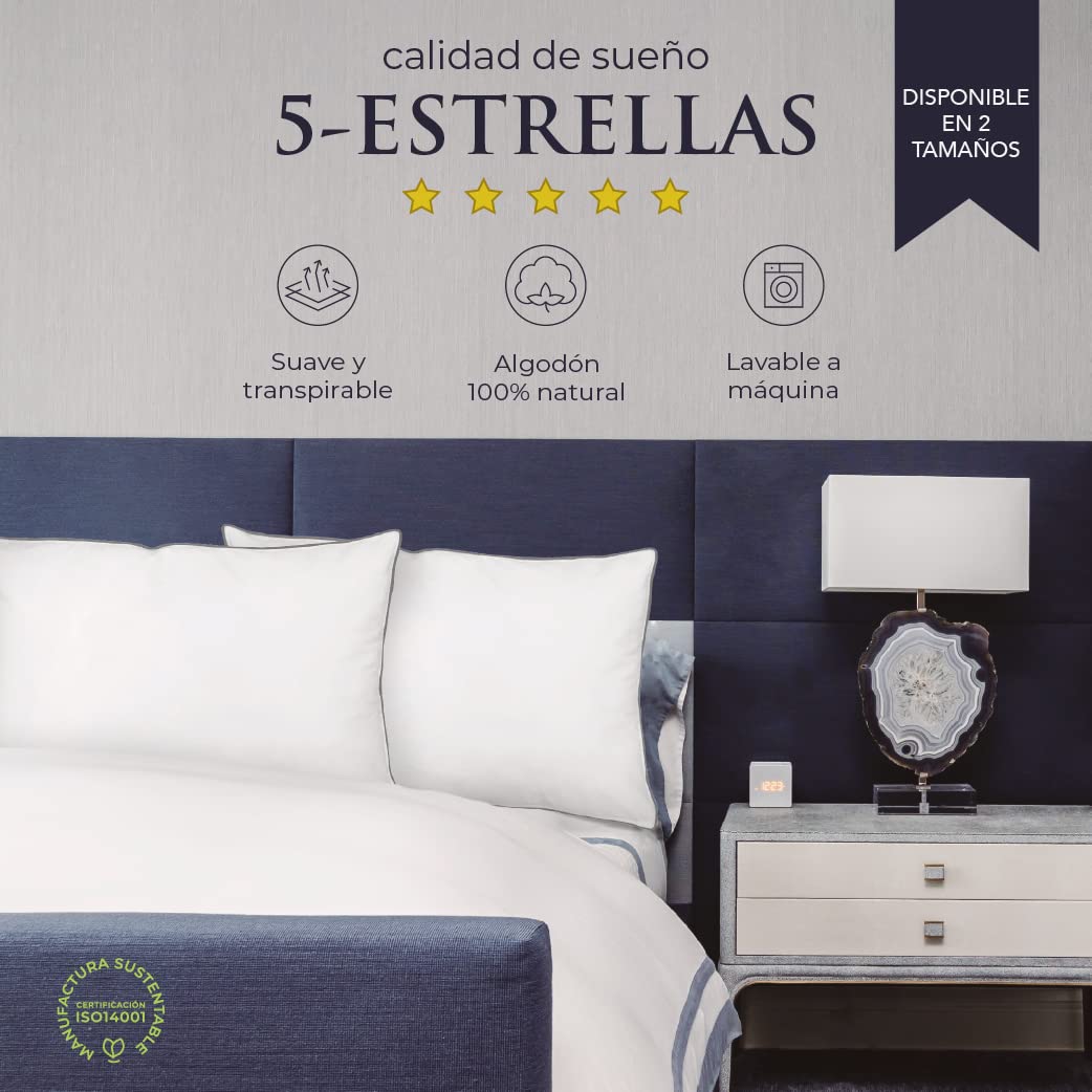 Landmark Collection - Almohada Memory Foam Inteligente – Funda Cooling Composite de Tela Fria –Sensación Super Fresca | Firmeza Intermedia (Cool White, Standard)