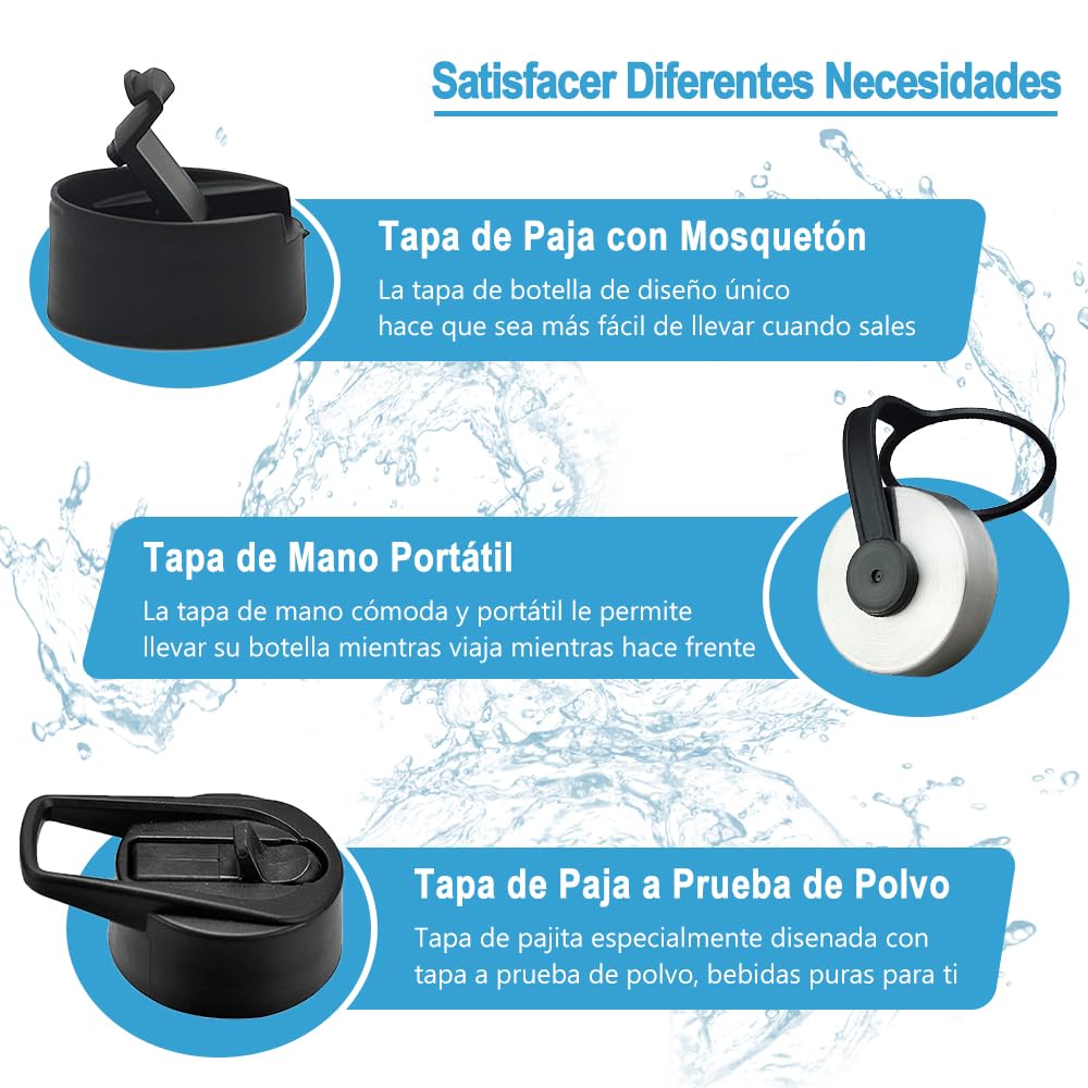 Free Wolf 64OZ Termo de Acero Inoxidable A Prueba de Fugas Con 3 Tapas y Asa, Doble Aislamiento Térmico para 24 Horas de Agua Fría y 12 Horas de Caliente