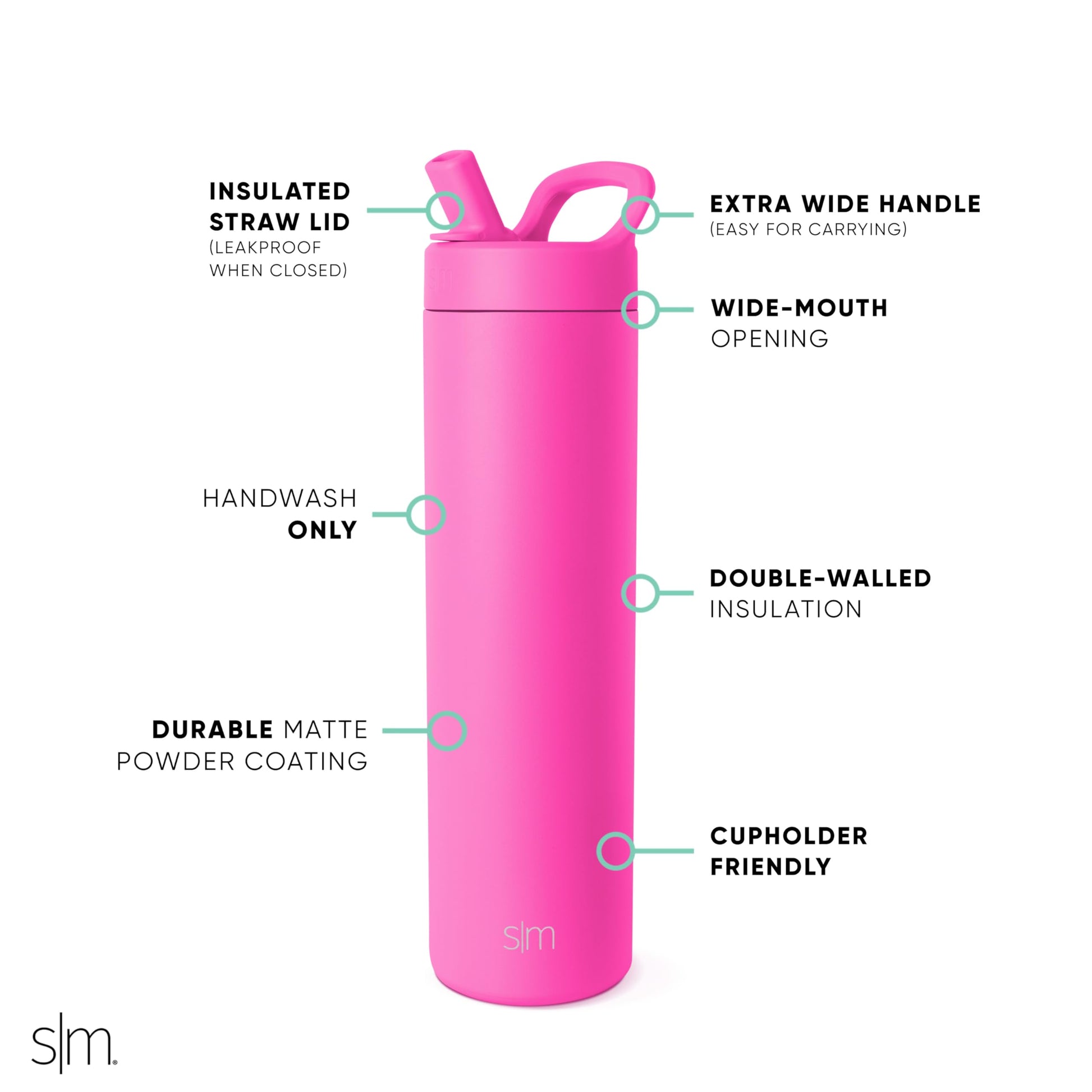 Botella de Agua Simple Modern Raspberry Vibes Termo Acero Inoxidable Aislado a Prueba de Fugas para Viaje y Deportes