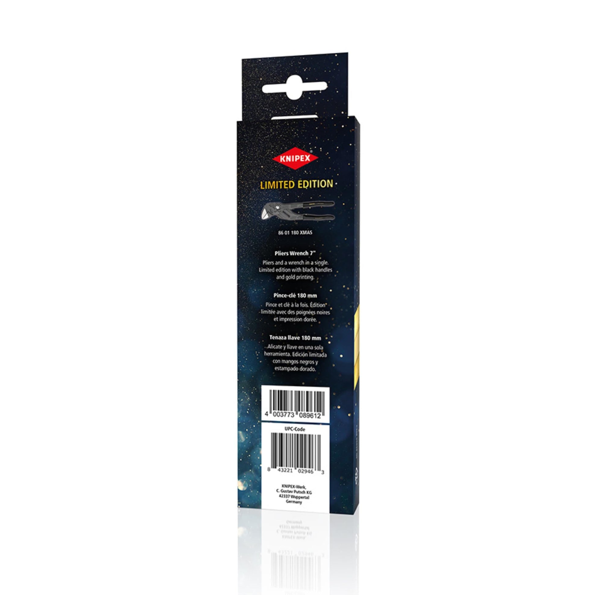 KNIPEX 86 01 180 XMAS Pinza de extensión y llave en una sola herramienta 180 mm (7 1/4") XMAS 2023 - Edición limitada