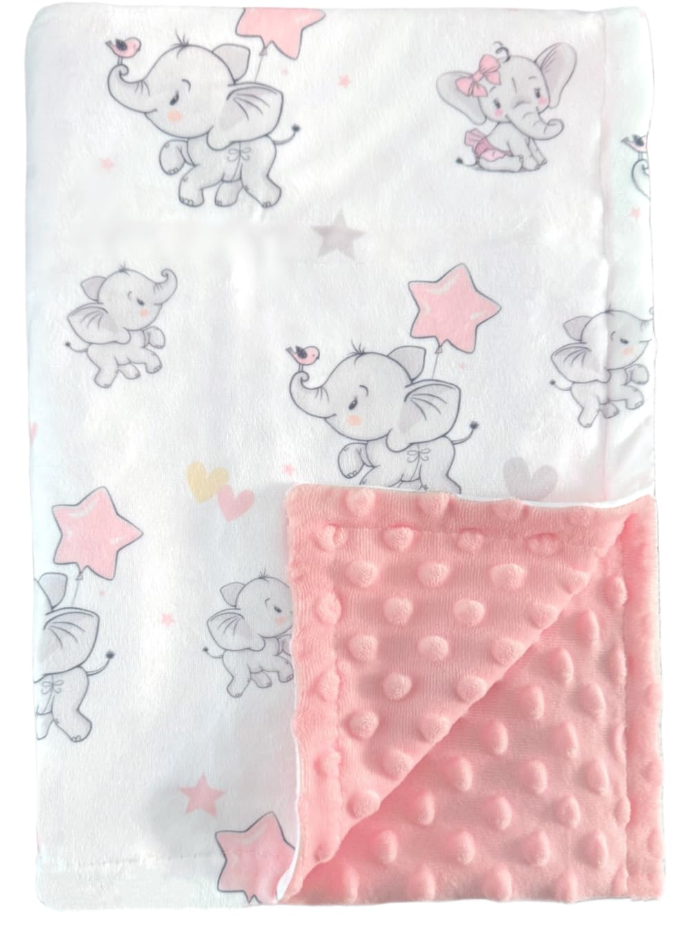 BUTTZO - Manta para bebé para niños y niñas, de doble capa suave de felpa con respaldo punteado, manta de bebé recién nacido, regalos de ducha (elefante, 30 x 40 pulgadas)