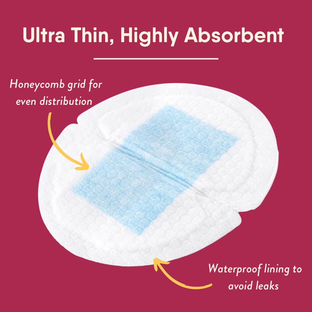 Discos absorbentes de lactancia desechables ultradelgadas, de NatureBond - Almohadillas contorneadas para lactancia, ligeras y altamente absorbentes (120 Pzas)