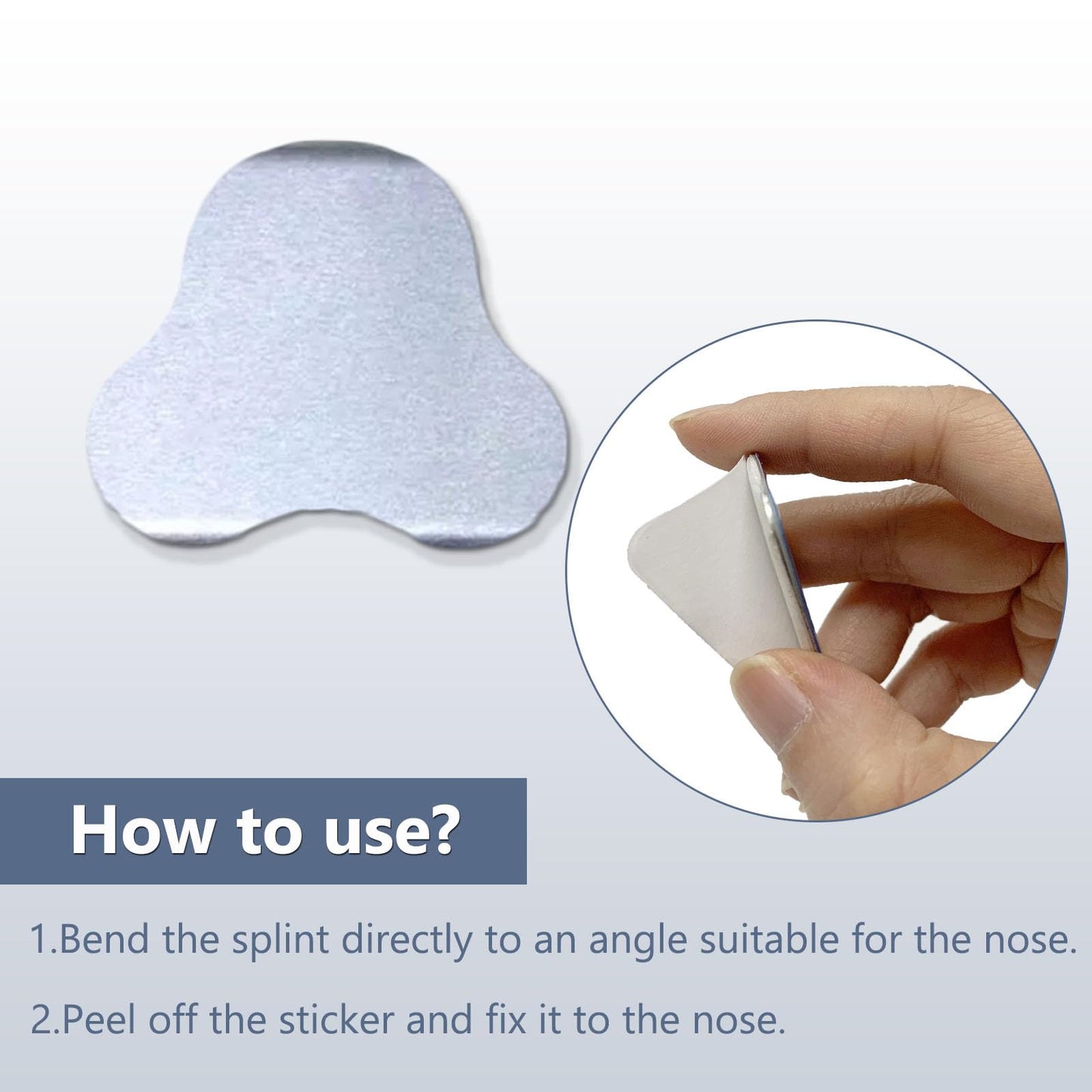 MUROCEA Férulas nasales de aluminio, protector externo de soporte de nariz para cirugía de rinoplastia de septoplastia, fractura de soporte nasal, ENT, inmovilización ortopédica, plata, 5 piezas (S)