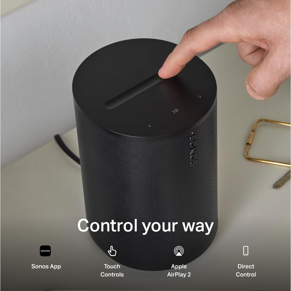 Sonos Era 100 SL Bocina Inalámbrica con Intenso Sonido Estéreo y Graves Profundos. Reproduce por Wi-Fi o Bluetooth - Color Negro.