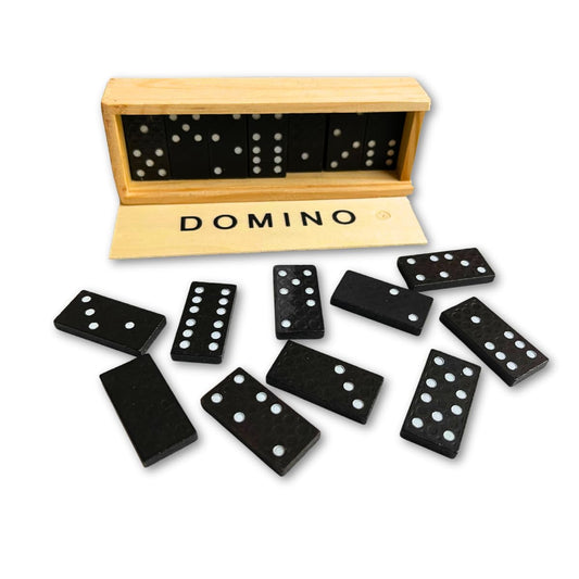Beetbul Domino de Madera 28 Piezas Negras, Juego de Mesa Portátil para Familia y Amigos