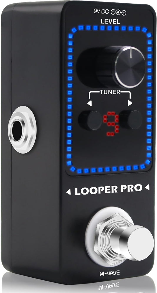 M-VAVE Loop Pedal Pro - 40 minutos de tiempo de bucle 9 bucles Pedal profesional de guitarra con sintonizador para guitarra eléctrica, bucle de un solo paso, overdubs ilimitados deshacer rehacer