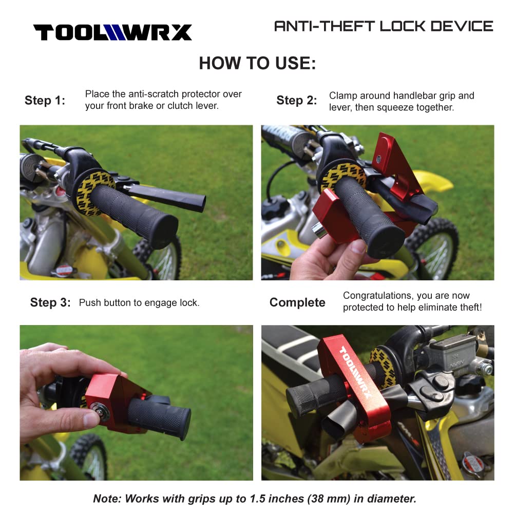 Candado Universal ToolWRX Negro de Manillar con Máxima Seguridad para Motocicletas