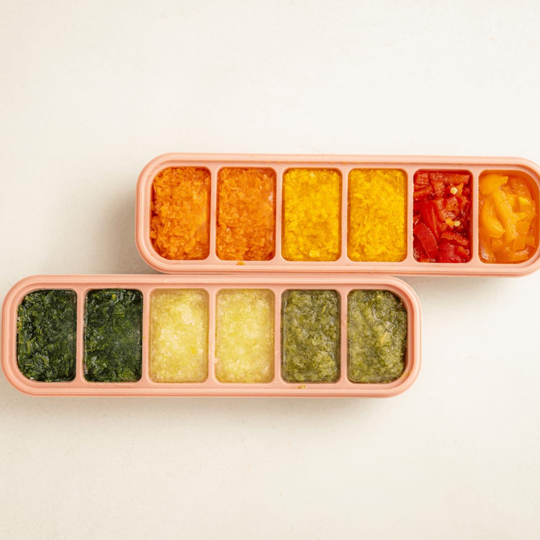 AGUARD MOMOBIN - Bandeja de silicona para congelar, fabricada en Corea, preparación de comidas, bandejas de almacenamiento de alimentos con tapas para purés, sopas, alimentos sólidos, frutas