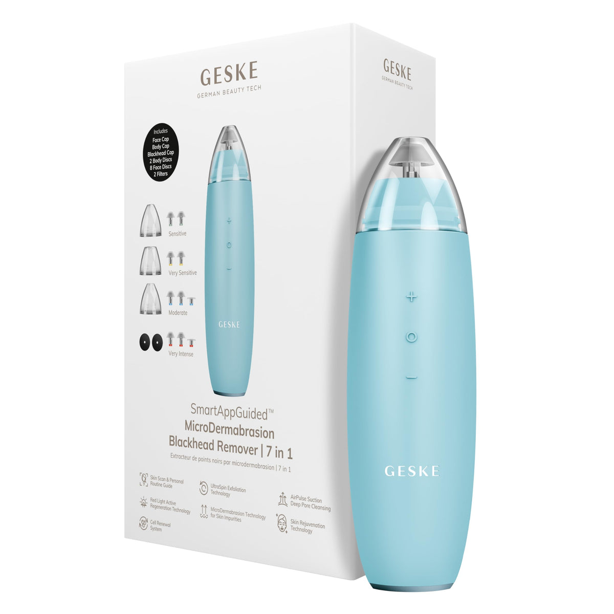 GESKE | Eliminador de puntos negros 7 en 1 | Limpiador facial eléctrico | Limpieza al vacío innovadora | Herramienta de belleza