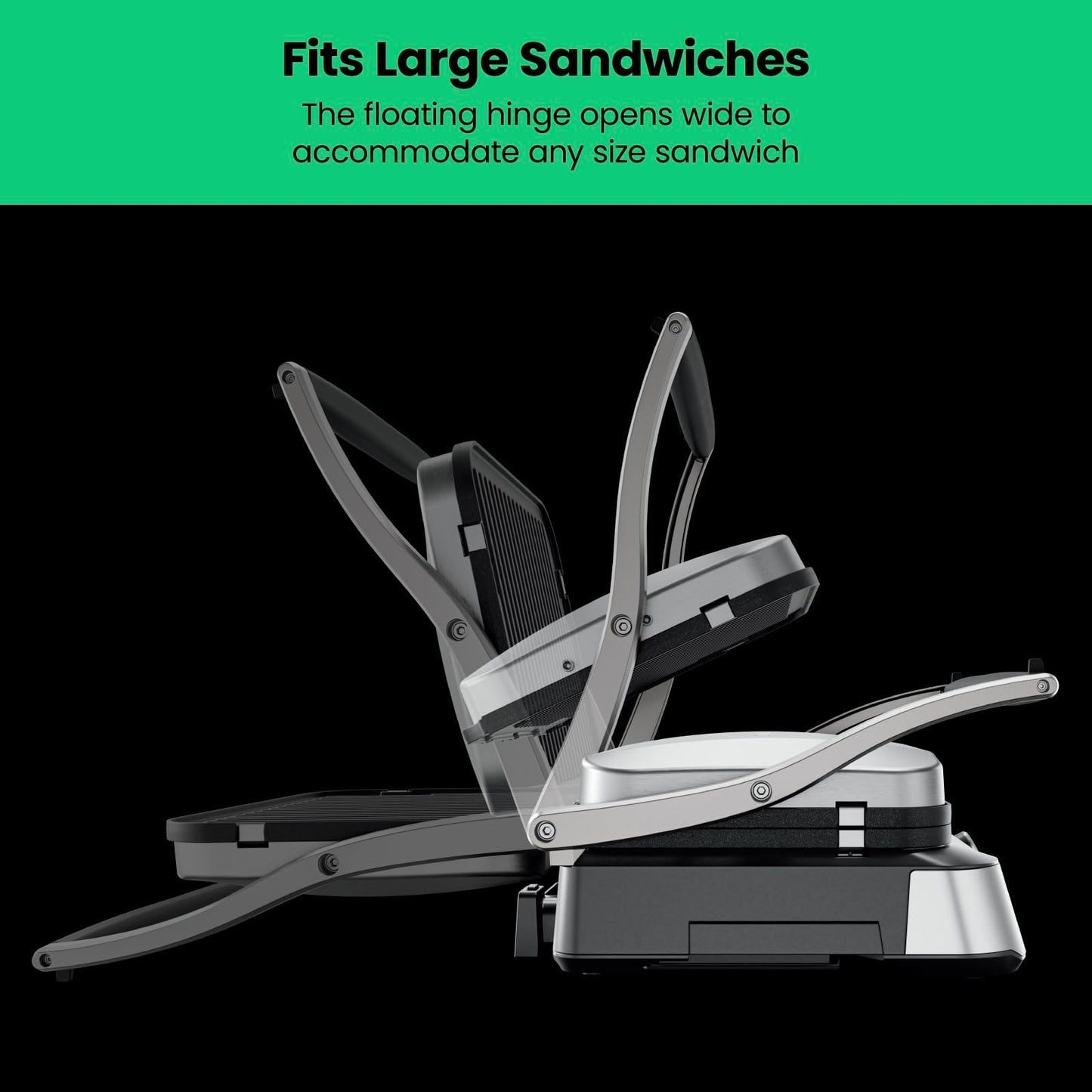 Parrilla Digital Panini Chefman Acero Inoxidable con Platos Reversibles Extraíbles, Abre 180° para Barbacoa y Parrilla Plana