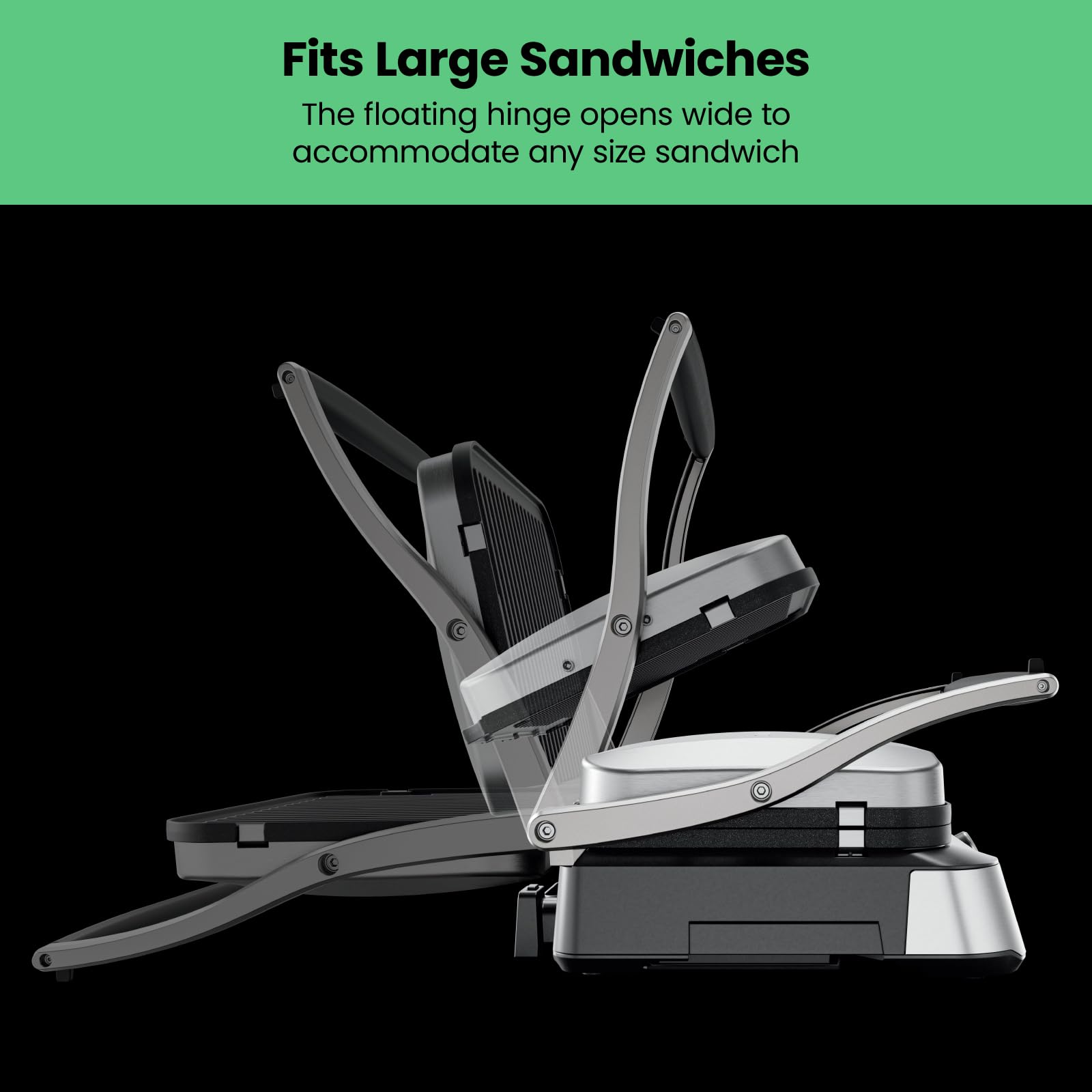 Parrilla Digital Panini Chefman Acero Inoxidable con Platos Reversibles Extraíbles, Abre 180° para Barbacoa y Parrilla Plana