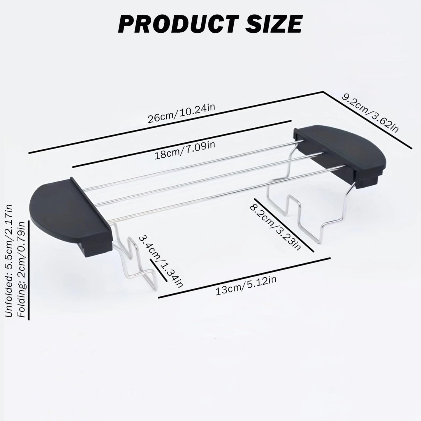 Rack Calentamiento Tostador de Acero Inoxidable Rejilla Plegable Anti-escalves para 2 Rodajas