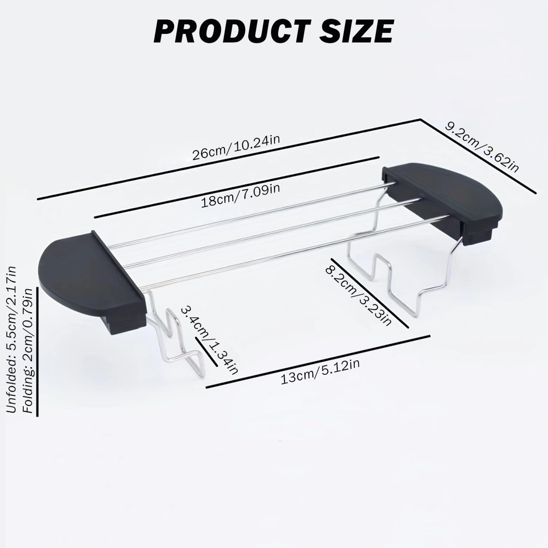 Rack Calentamiento Tostador de Acero Inoxidable Rejilla Plegable Anti-escalves para 2 Rodajas