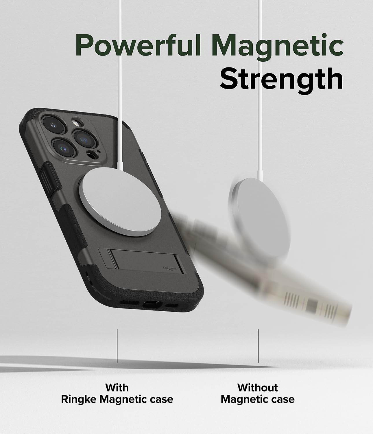 Funda Magnética Ringke Alles Gunmetal Compatibilidad MagSafe para iPhone 15 Pro MAX con Soporte Ajustable y Protección Resistente