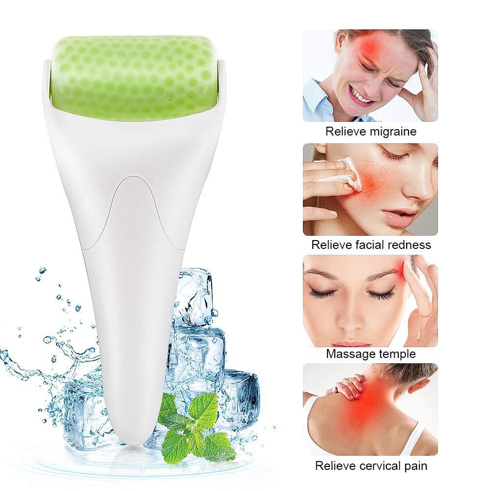 Rodillo de hielo BFASU para aliviar la hinchazón de la cara y los ojos, para aliviar la migraña, rodillo facial de hielo para mujeres, masajeador facial, lesiones menores, alivio de dolores de cabeza, producto antiarrugas para el cuidado de la piel