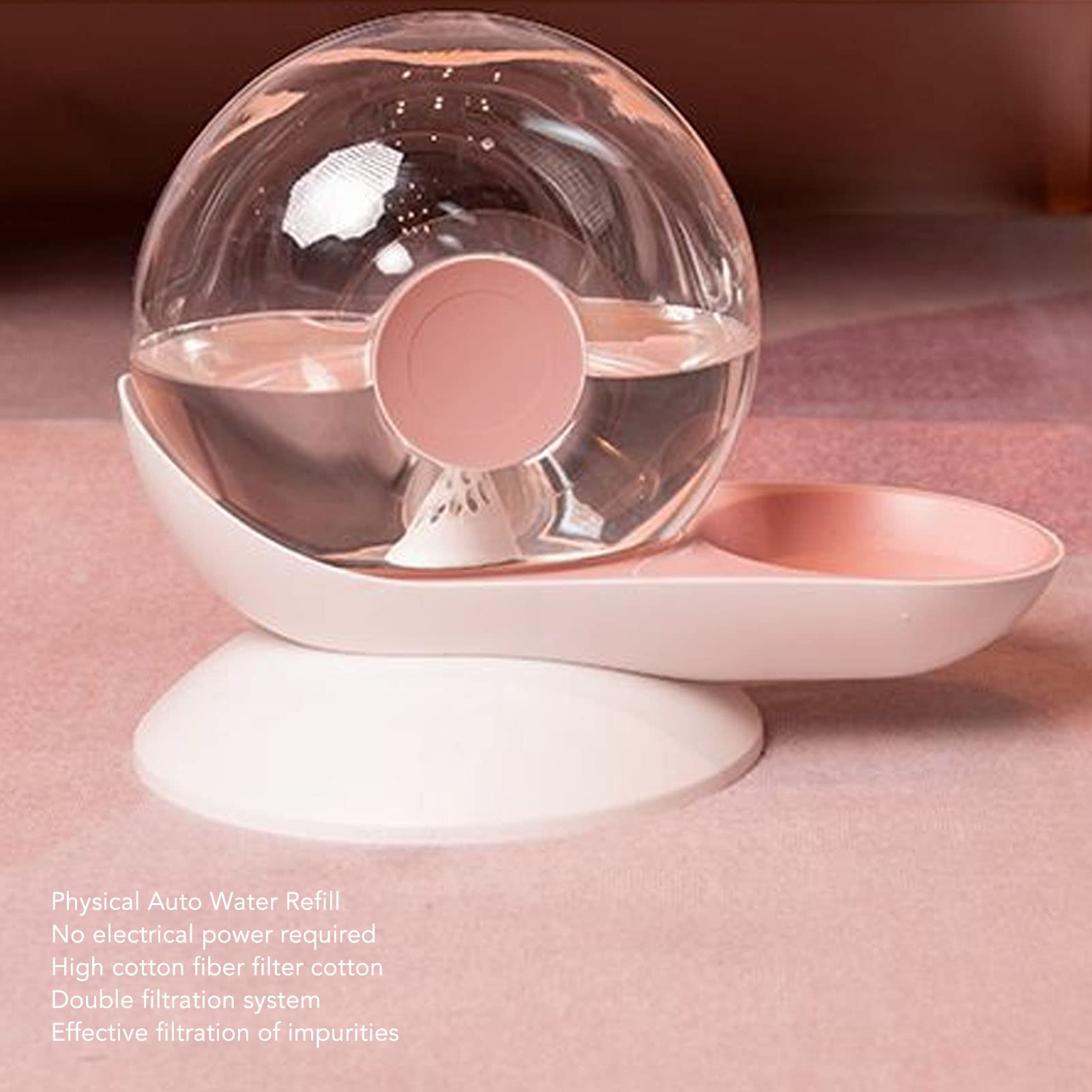 Dispensador de Agua para Mascotas Forma de Caracol Fuente de Agua Potable Automática 2.8L Gran Capacidad para Perros y Gatos (Rosa)