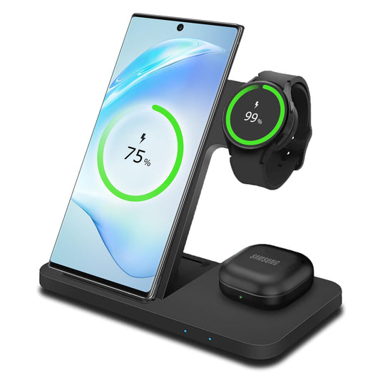 MMOBIEL Estación Carga Inalámbrica para Samsung - 3 en 1 Soporte Carga Inalámbrica para MagSafe Samsung Galaxy S25/S24/S23/S22 Series, Galaxy Watch 6/5/4, Galaxy Buds - Dock Carga Rápida Inalámbrica