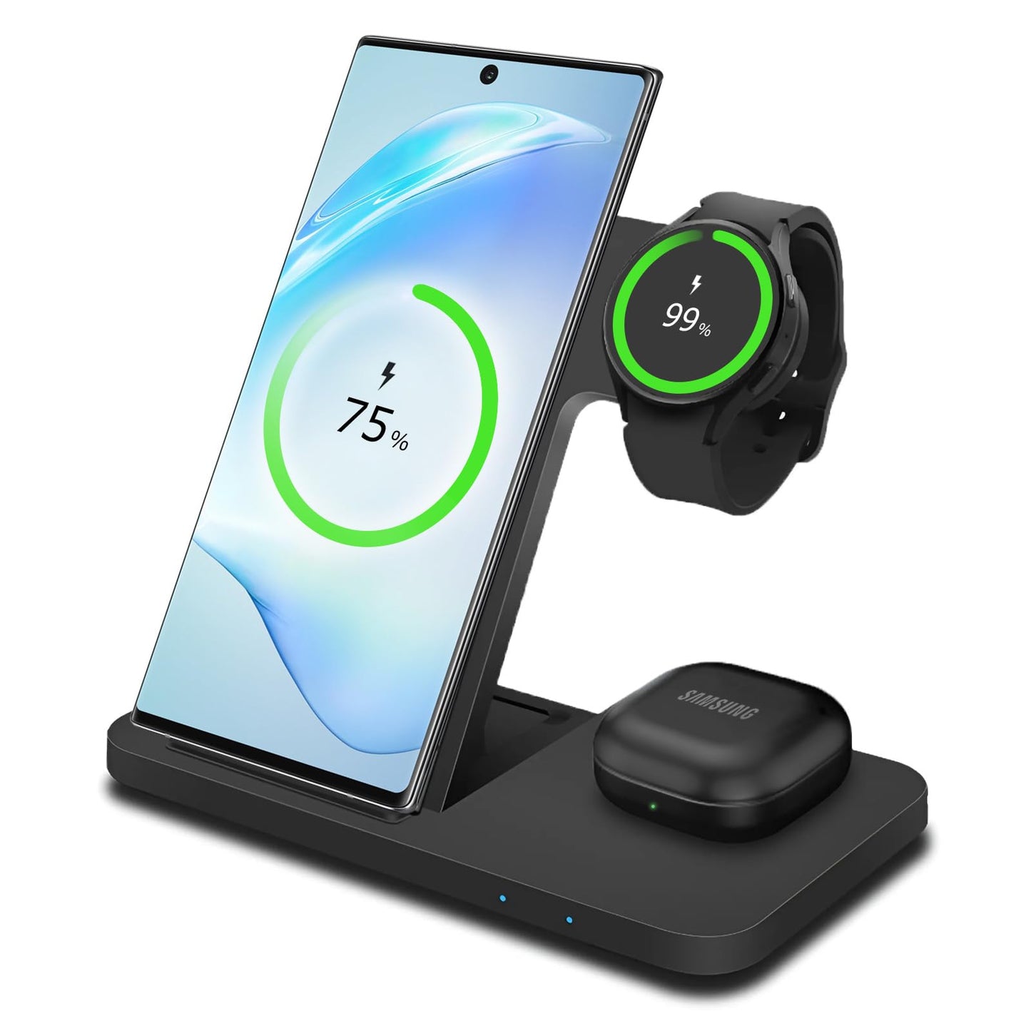 Estación de Carga Inalámbrica MMOBIEL Negro 3 en 1 para Samsung