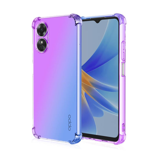 DABUNA Funda para OPPO A17 Case Uso Rudo,Transparente Colores Degradados Protectora de Cámara Anticaída Carcasa Bumper(Púrpura Azul)