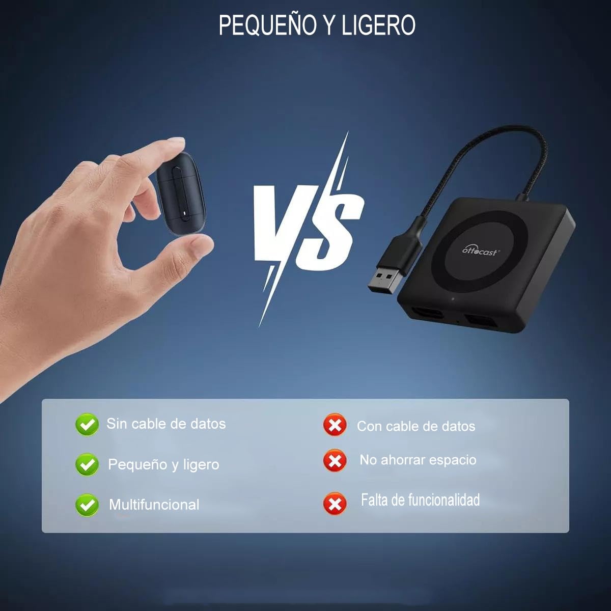 Adaptador Inalámbrico ZOKNGB 2 En 1 para CarPlay/Android Auto Conecta Fácilmente en Automóviles