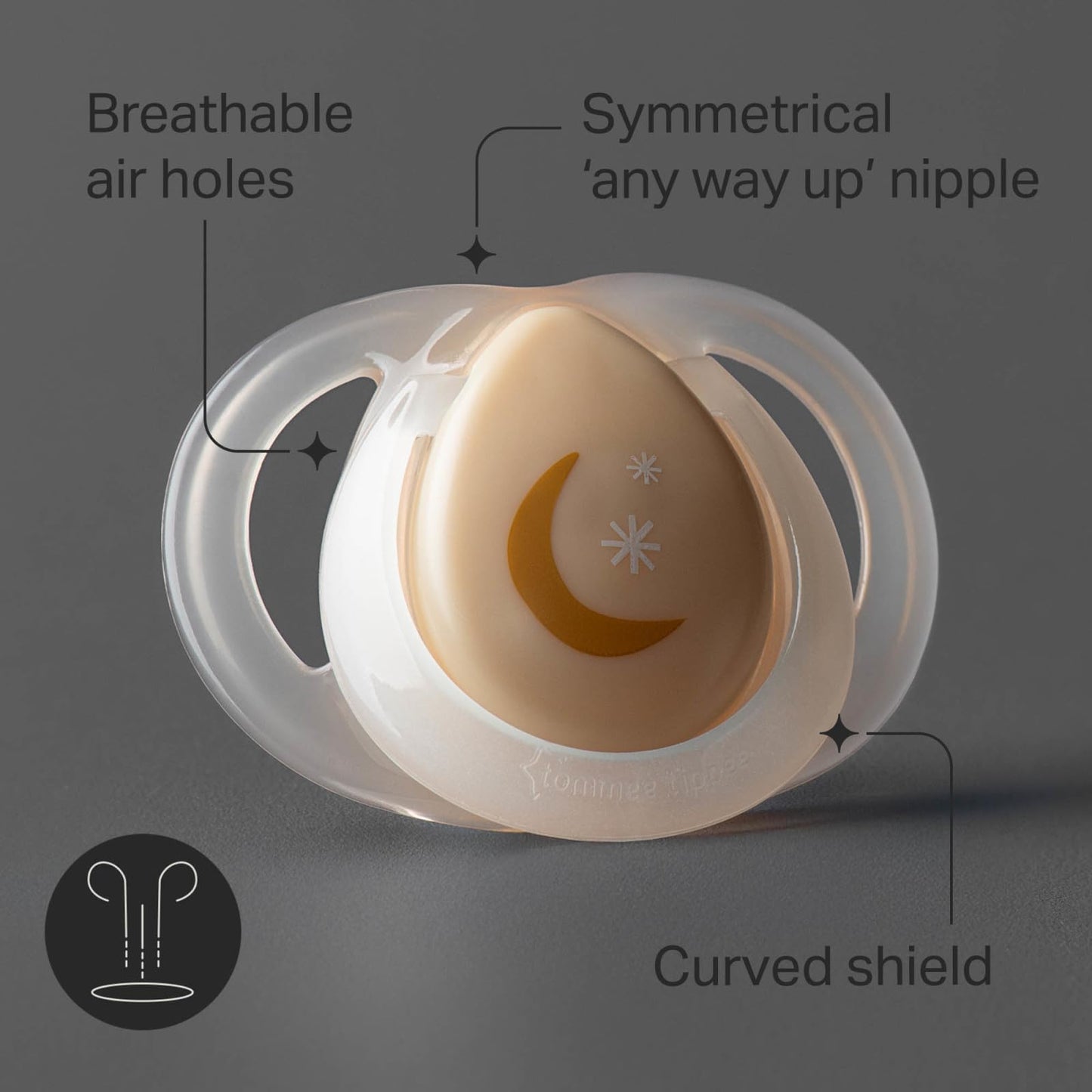 Chupones Tommee Tippee Azul Arcoiris Que Brillan en la Oscuridad Diseño Simétrico Silicona sin BPA 6-18 Meses 6 Unidades