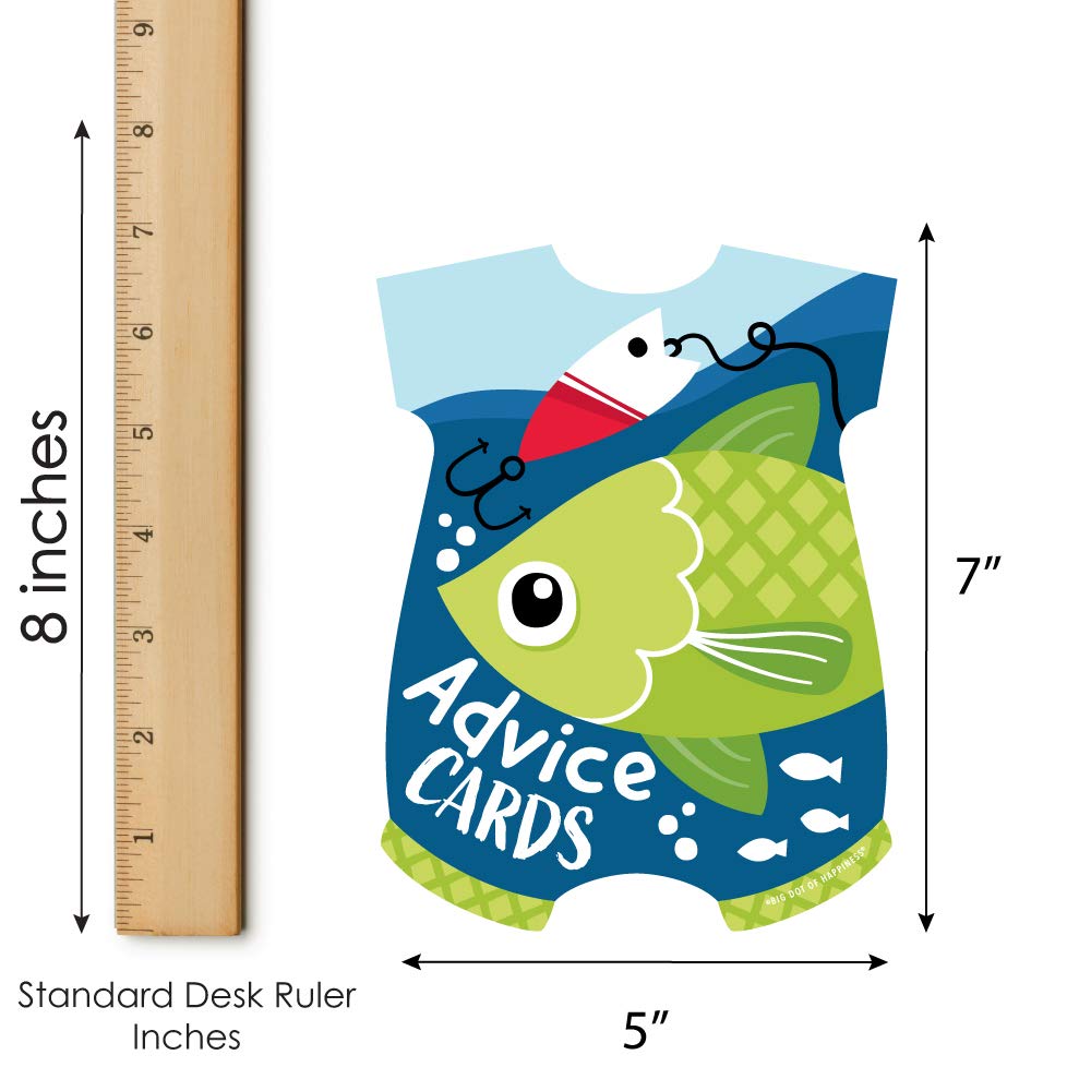 Big Dot of Happiness Let's Go Fishing – Body de bebé tarjeta de deseos con tema de peces actividades de baby shower – juego de tarjetas de consejo en forma – Juego de 20