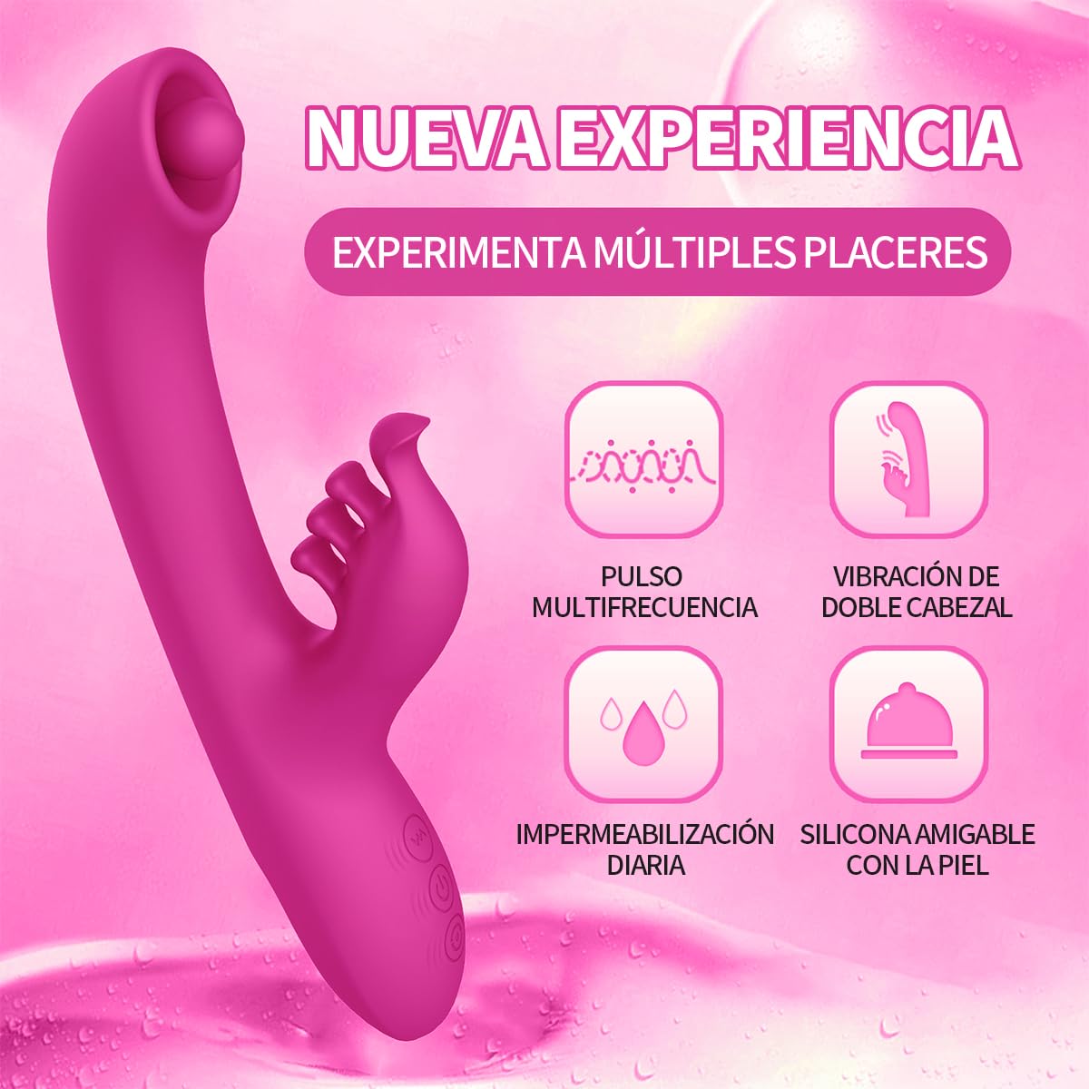 Vibrador Consolador Mariposa Inalámbrico 3 en 1 con 10 Vibraciones para Mujer