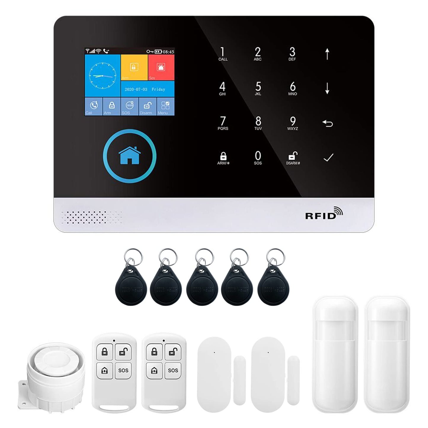 Kit de Alarma de Seguridad Wifi SAANTE Blanco con Pantalla LCD de 2.4 Pulgadas para el Hogar