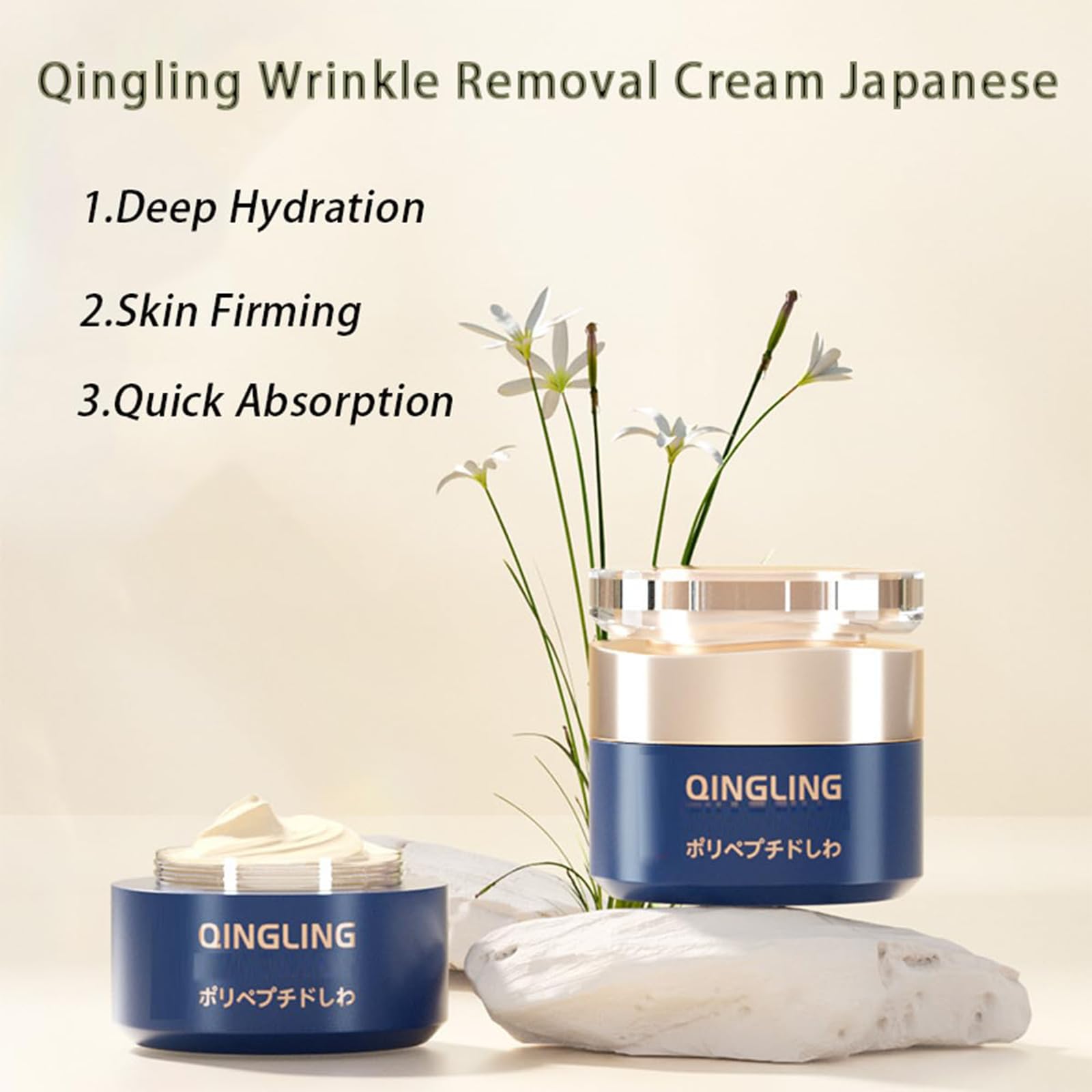 Crema Antiarrugas Qingling Japonesa, Crema Reafirmante Con Polipéptido Qingling, Crema Reafirmante Y Antiarrugas Con Polipéptido Qingling, Crema Antienvejecimiento Qingling, (2PCS)
