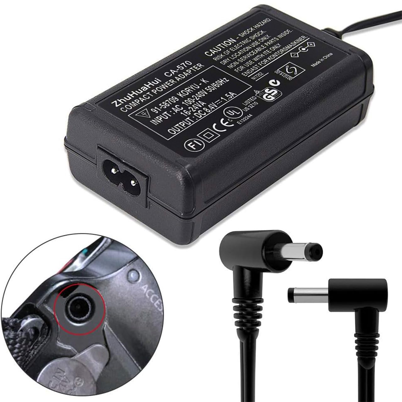CA-570 Cargador adaptador de CA compatible con Canon VIXIA HV/HF/HG Series: VIXIA HV10 VIXIA HV20 VIXIA HV30 VIXIA HF M32 VIXIA HF10 VIXIA HF11 VIXIA HF200 VIXIA HF20 VIXIA HF S10 VIXIA HF S100 S0