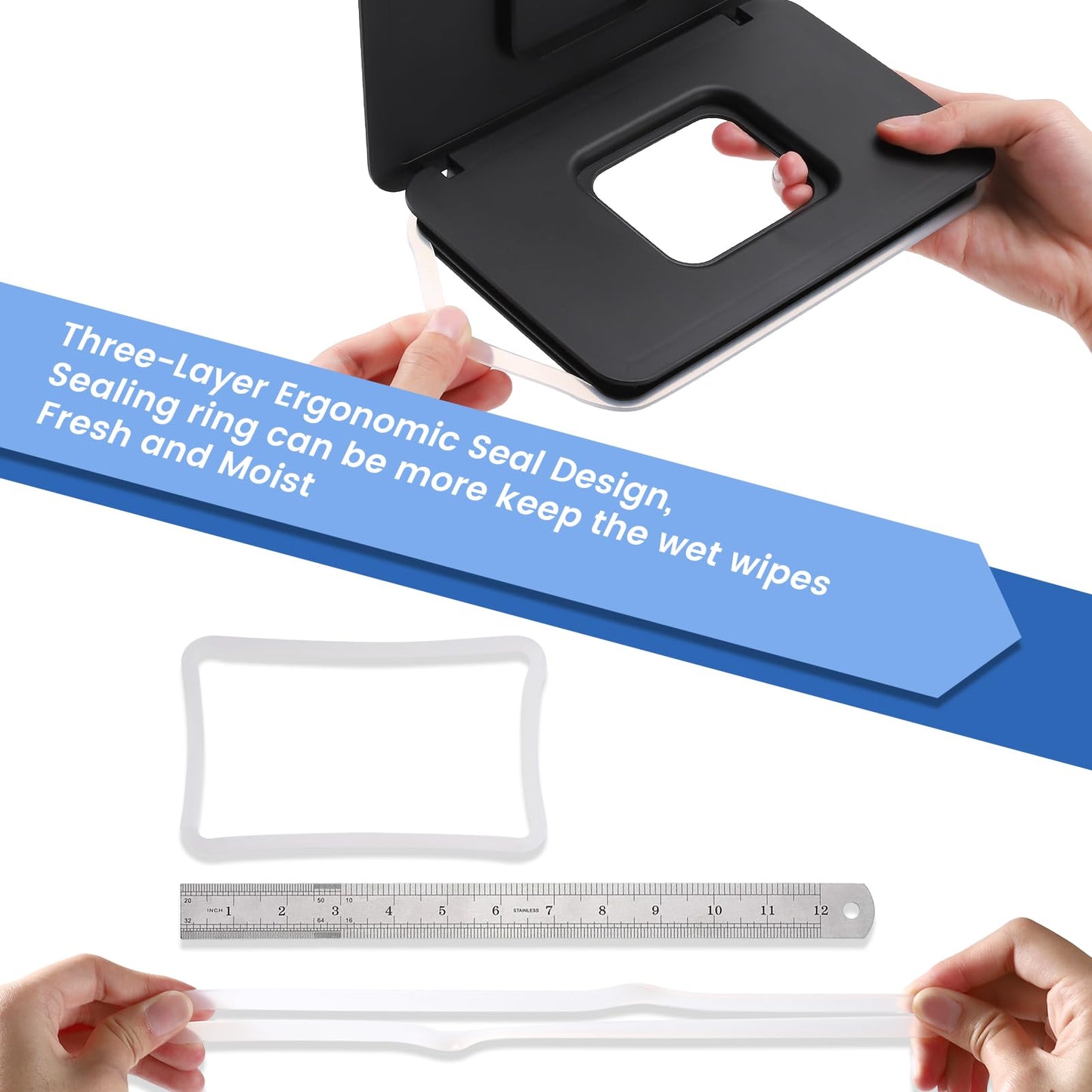 Lijroavy - Dispensador de toallitas para bebé, soporte para toallitas frescas, contenedor de toallitas antideslizantes, caja de toallitas recargable, funda para toallitas para bebés con tapa de diseño
