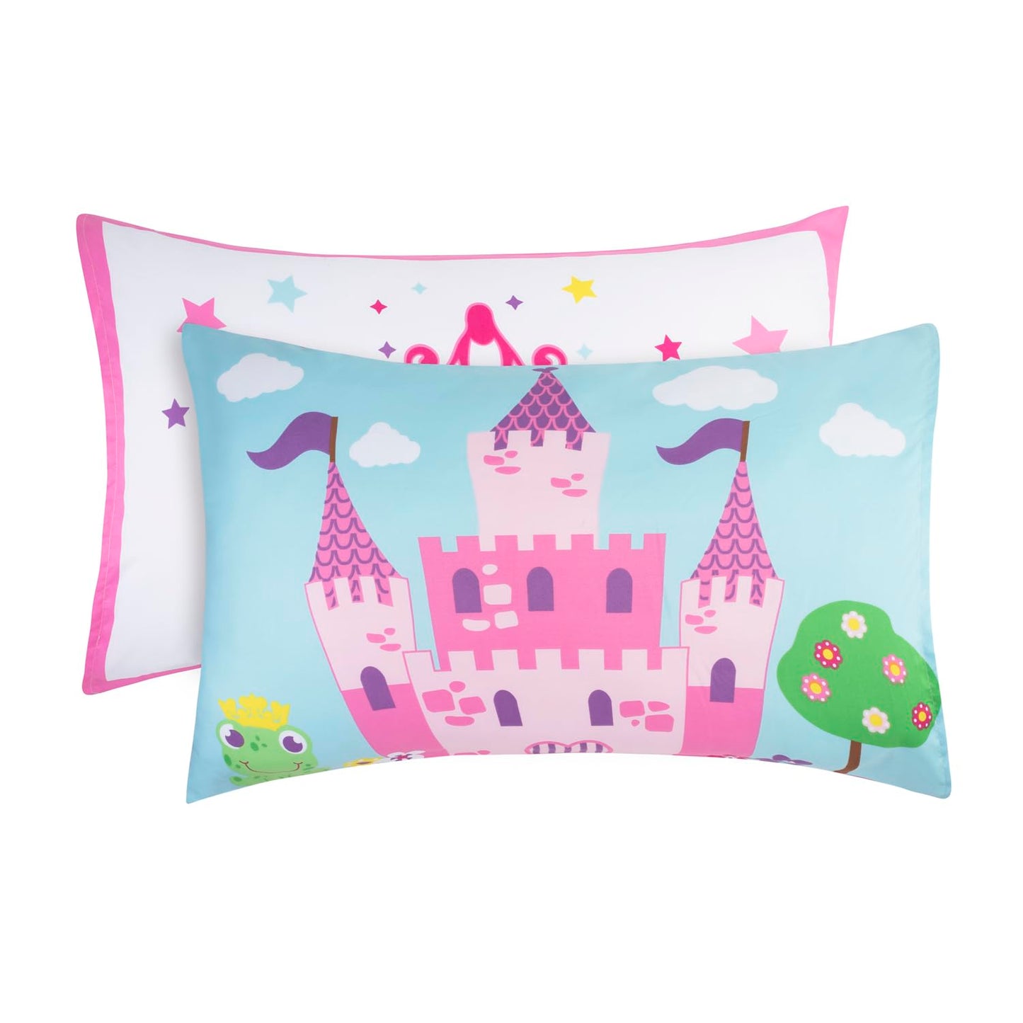 EVERYDAY KIDS Juego de sábanas y funda de almohada para niños – Motivo de princesa Storyland – Juego de cama de microfibra suave y transpirable para niños