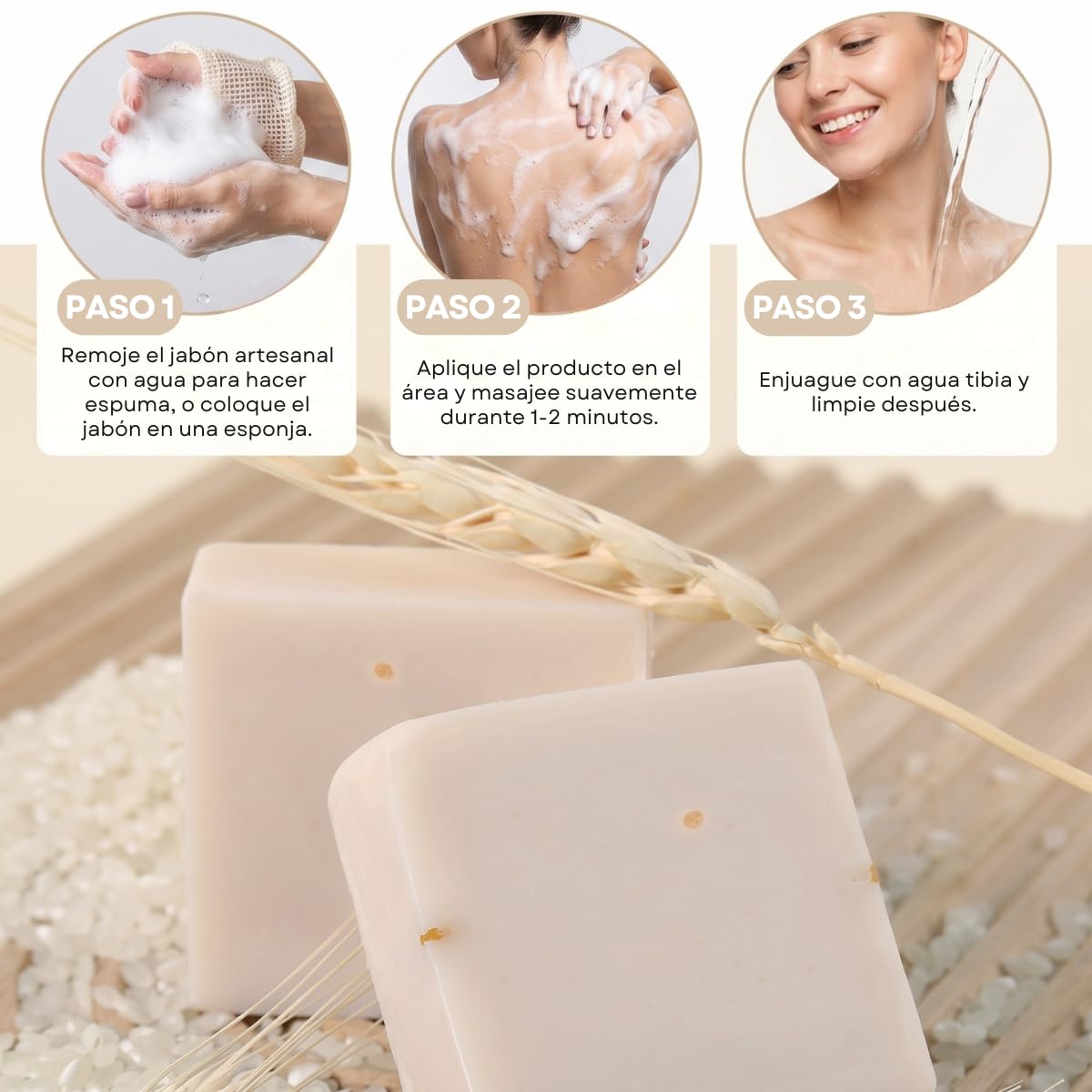 UNIVERSOENLÍNEA.COM Paquete 12 Jabónes Tailandés De Arroz Hecho A Mano Colágeno Vitamina E Blanqueamiento Hidratante Baño Piel Limpiadora Jabón De Leche