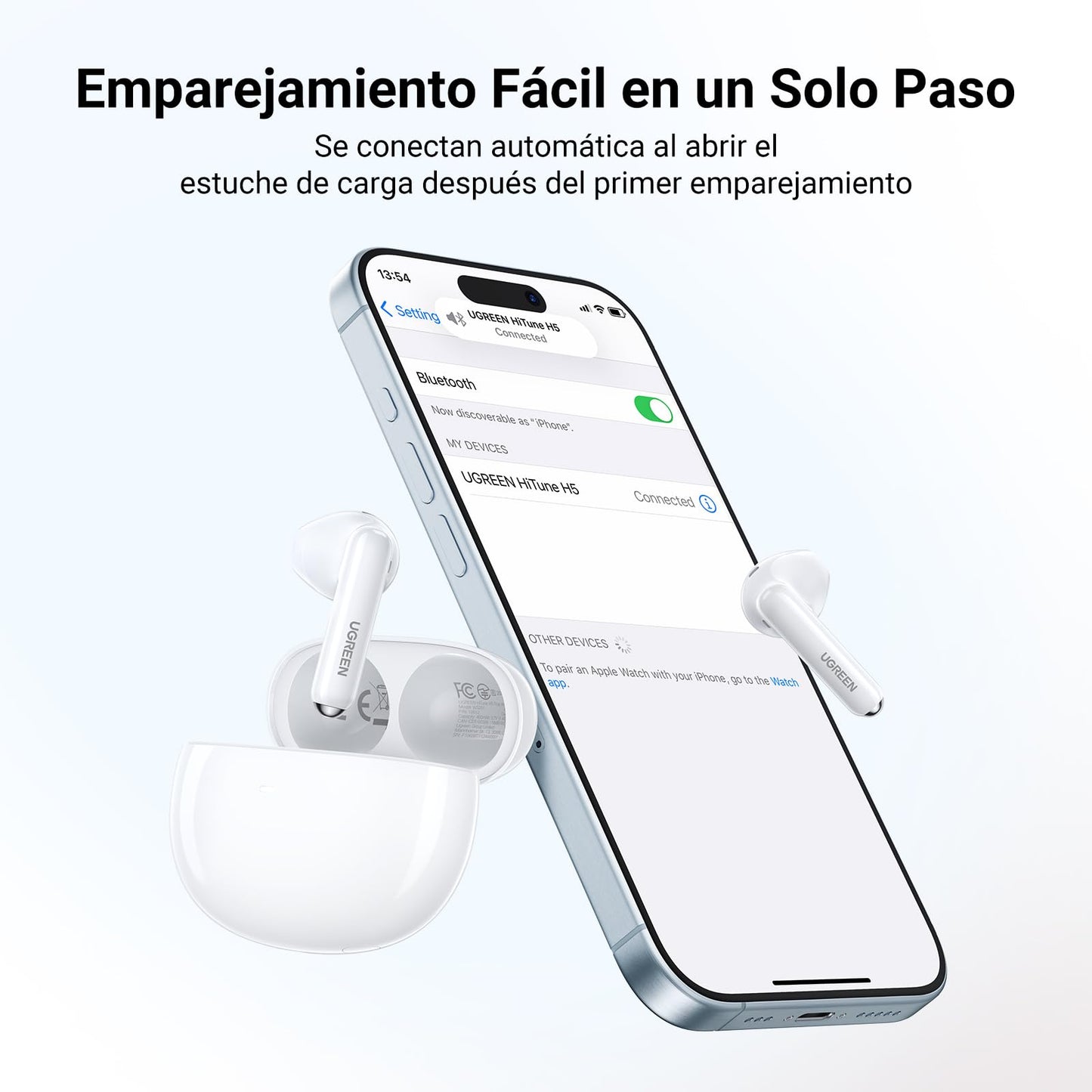 Audífonos Inalámbricos UGREEN Blanco con Cancelación de Ruido y Carga Rápida