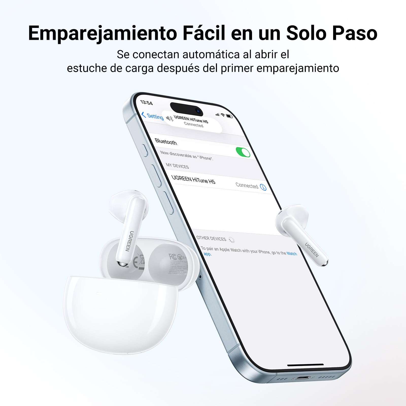 Audífonos Inalámbricos UGREEN Blanco con Cancelación de Ruido y Carga Rápida