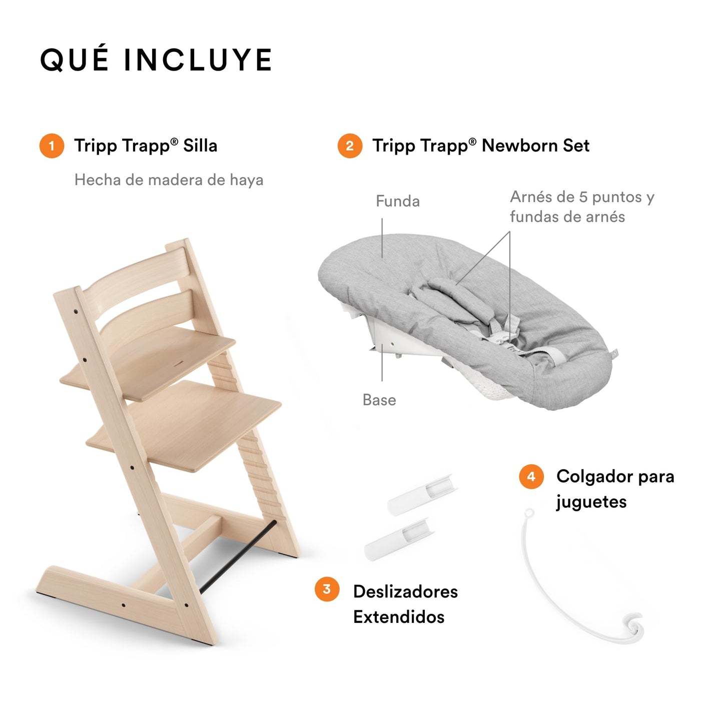Silla Tripp Trapp de Stokke con Newborn Set (Gris) - Para recién nacidos hasta 9 kilos - Acogedor, seguro y fácil de usar (Black)