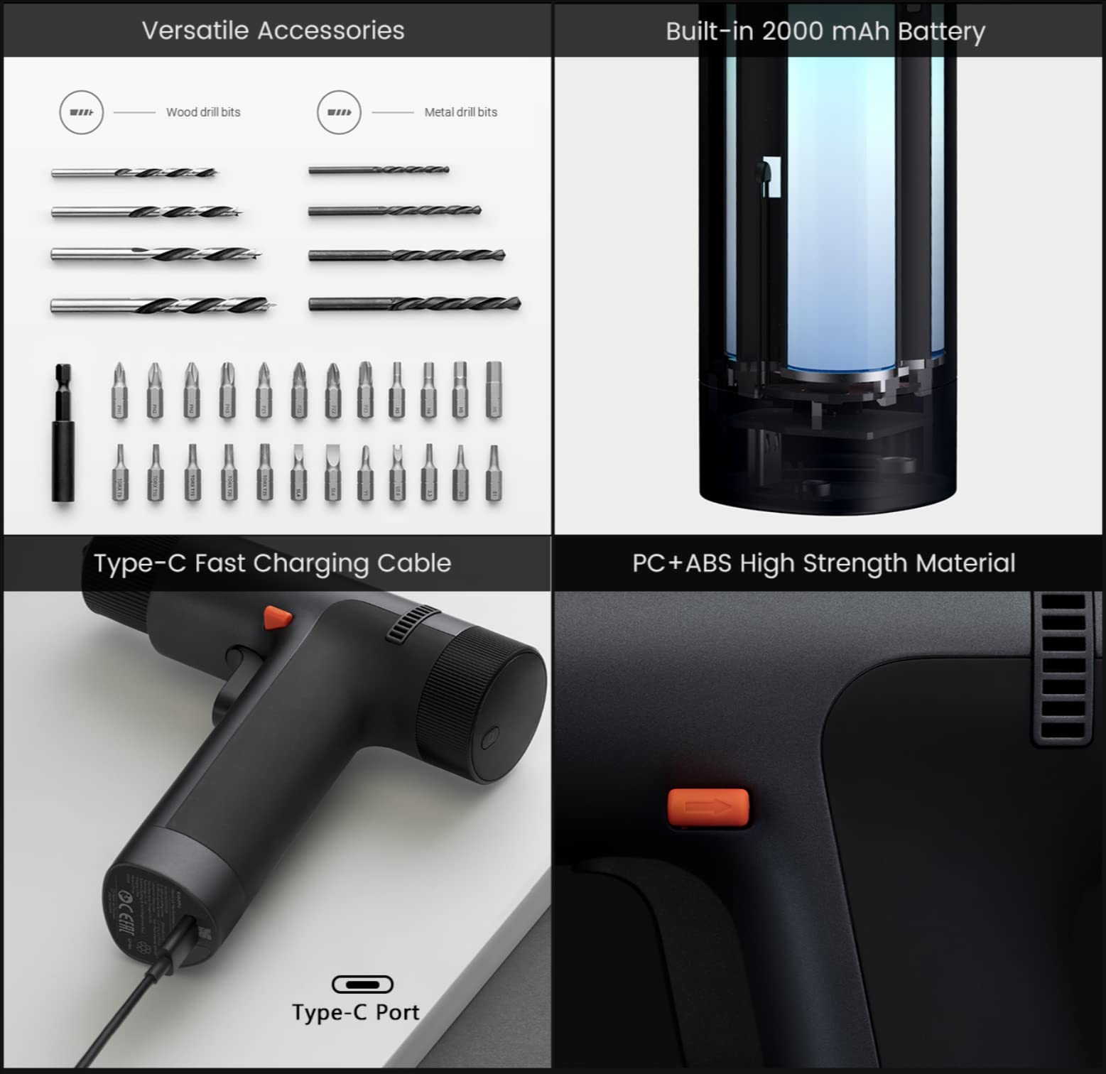 Xiaomi 12V Max taladro inalámbrico sin escobillas, 30 nm potente par, control de precisión de 30 velocidades, 3 modos de funcionamiento, visualización inteligente, gris