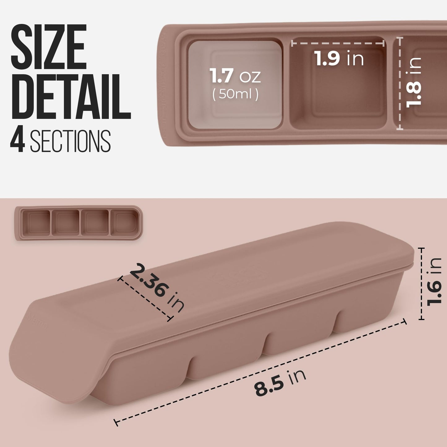 Firgi Bandeja de Hielo de Silicona con Tapa para Congelador, 100% Silicona de Grado Alimenticio Platino, Resistente a Fugas y Apta para Lavavajillas para Preparación de Comida para Bebés, Leche