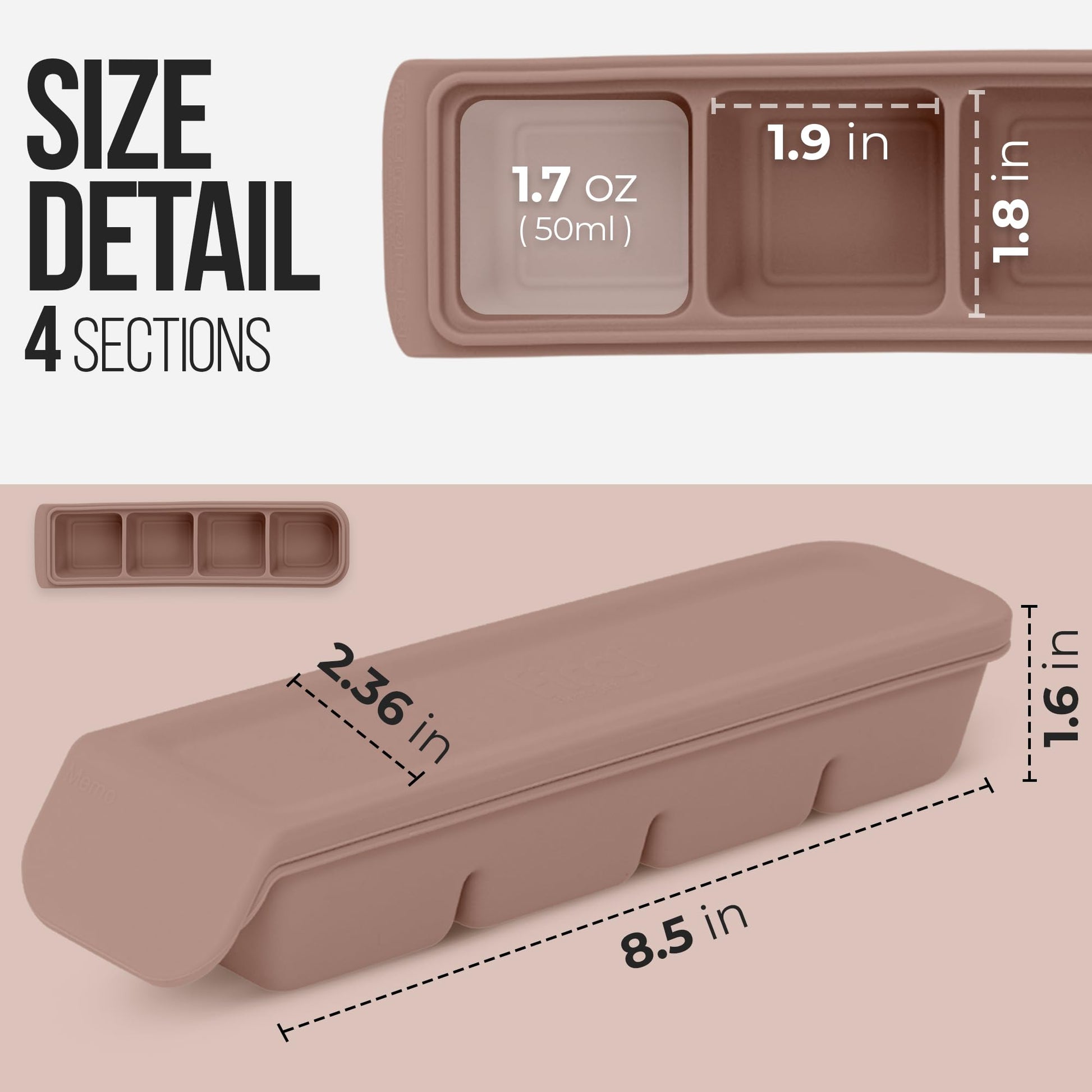 Firgi Bandeja de Hielo de Silicona con Tapa para Congelador, 100% Silicona de Grado Alimenticio Platino, Resistente a Fugas y Apta para Lavavajillas para Preparación de Comida para Bebés, Leche