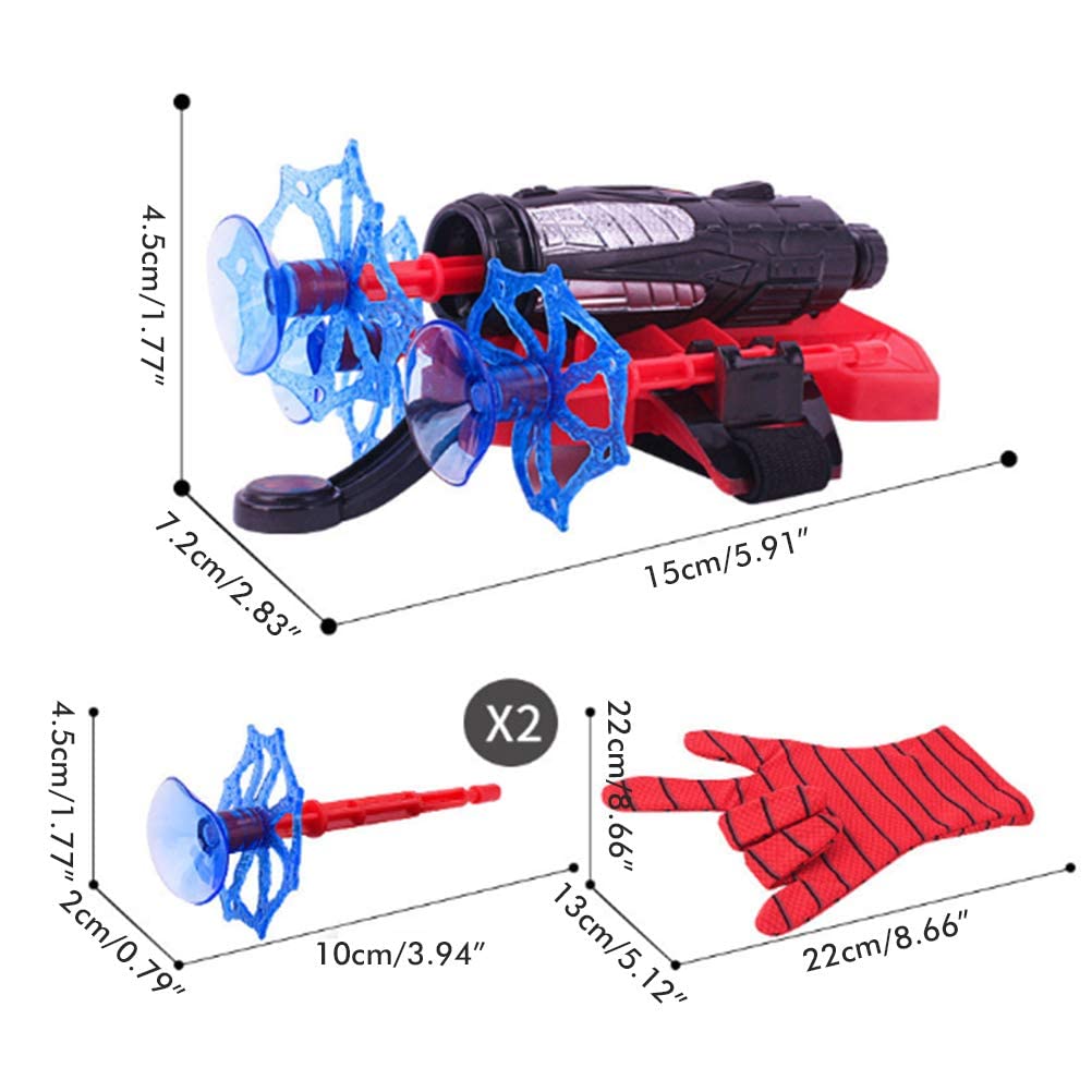 keivon - Guantes de araña para hombre, disparador de telaraña, para niños, juguete de juguete de juguete de plástico para cosplay, héroe, lanzador de películas, divertido para decorar niños