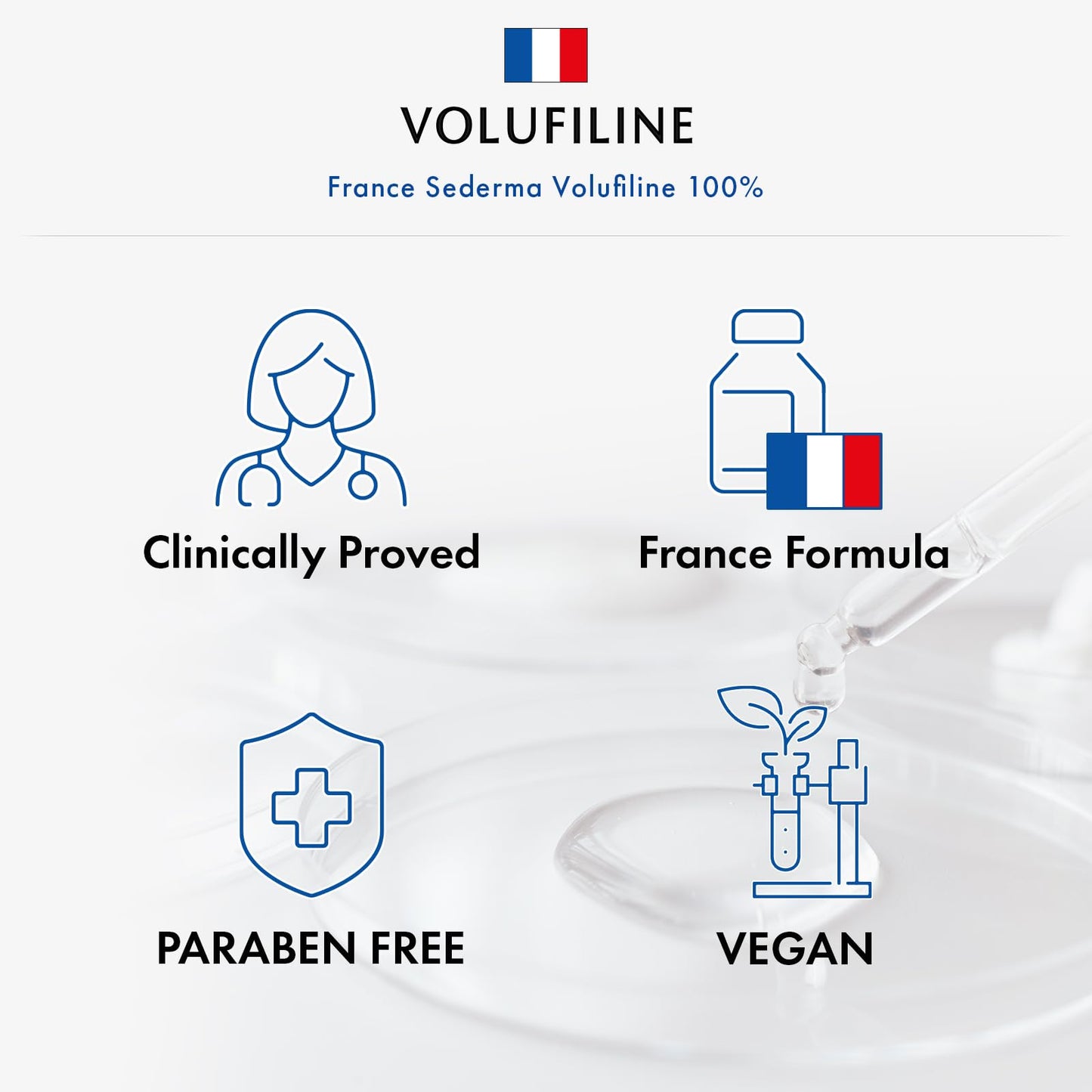 Suero Volufiline, 100% Francia Sederma Volufiline Concentrado para dar volumen, reafirmar, realzar y dar luminosidad a la piel, cuidado de la piel para rostro, labios y cuerpo, 11 ml 0,37 fl. oz.