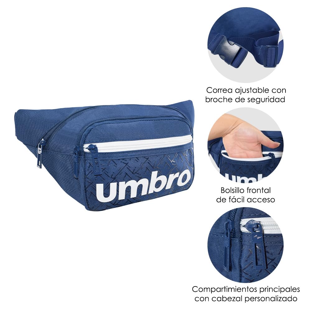 Cangurera Deportiva Umbro Azul Marino con Compartimentos Amplios para Hombre y Mujer