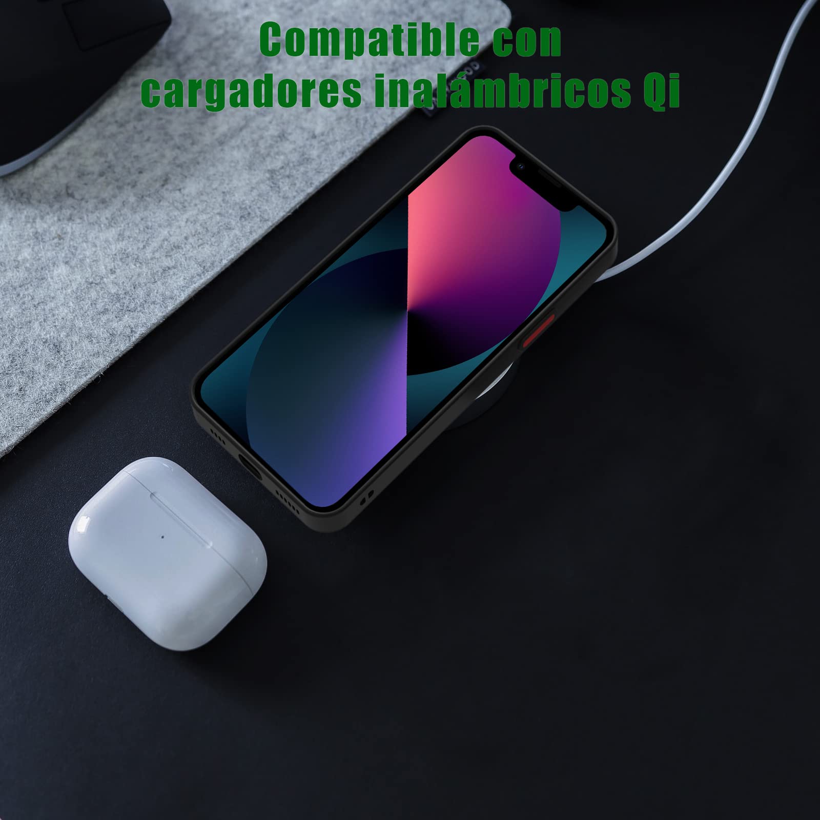 HaroKing Funda Mate Uso Rudo para iPhone 13 6,1 Pulgadas, Protector de cámara, Carcasa Traslúcido Esmerilado Trasero, Antihuellas (Negro)