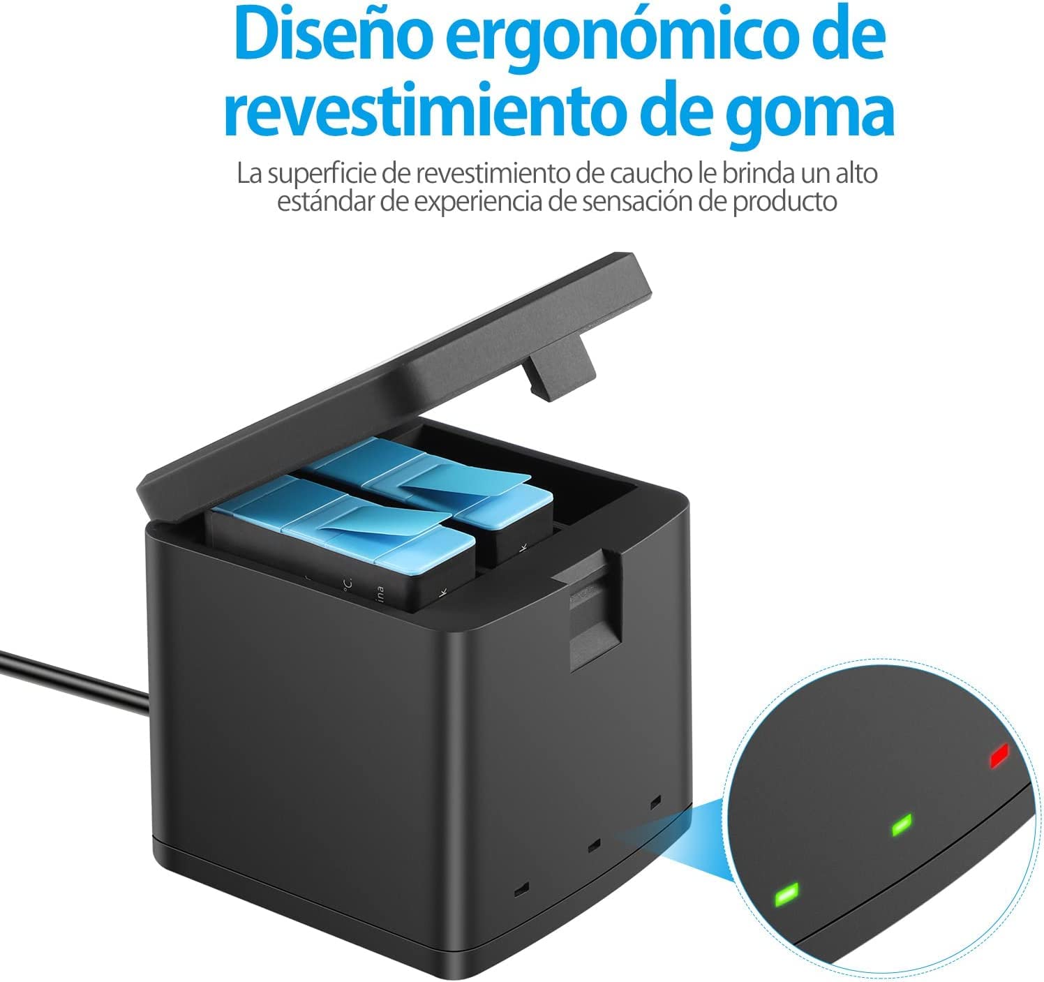 Baterías PHTEGI Gopro Hero 12/11/10/9 Black 1800mAh con Cargador rápido USB 3 Canales Paquete de 2