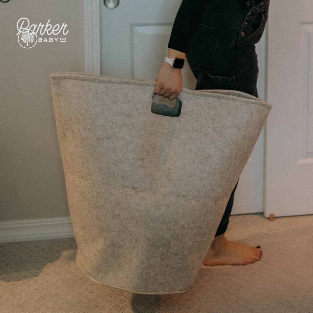 Parker - Cesta de lavandería para bebé, cesta de almacenamiento de fieltro y cesta de bebé para guardería (avena)