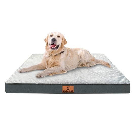 HNUOUNH Cama ortopédica para Perros, Cama Impermeable para Perros medianos, Grandes y extragrandes, Cama para Mascotas con Funda extraíble Lavable, Gris L (35 x 22 x 3 Pulgadas)