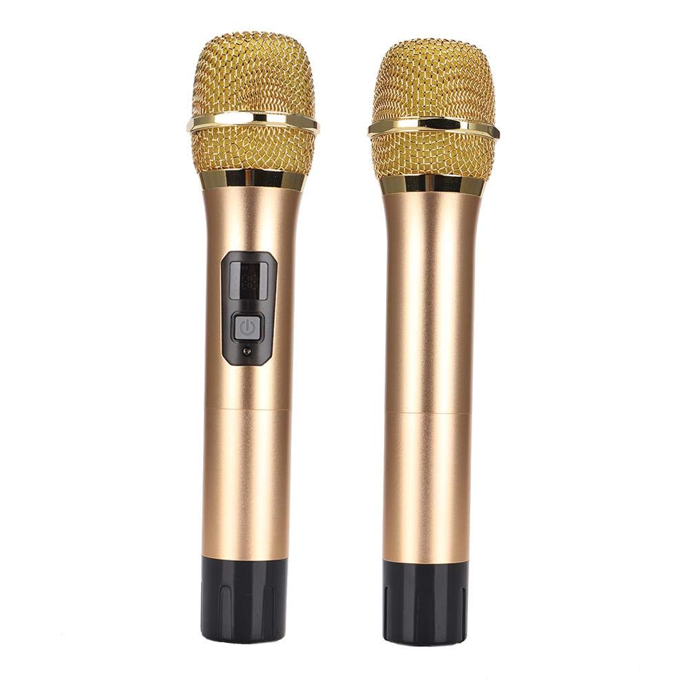Micrófono Inalámbrico Dual Recargable UHF con Mini Receptor Bluetooth para Negocios, Iglesia y Hogar